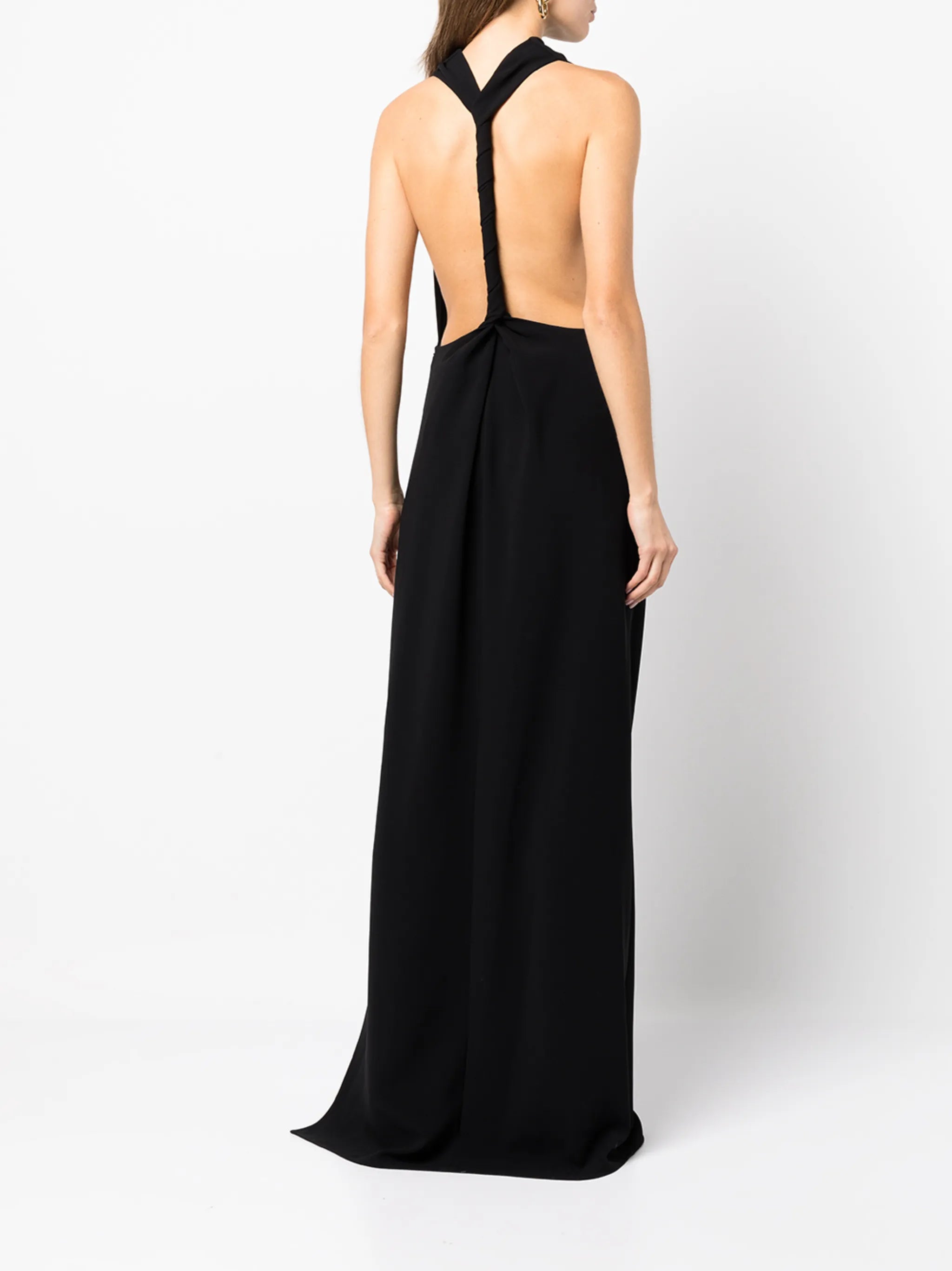matte crepe backless dress