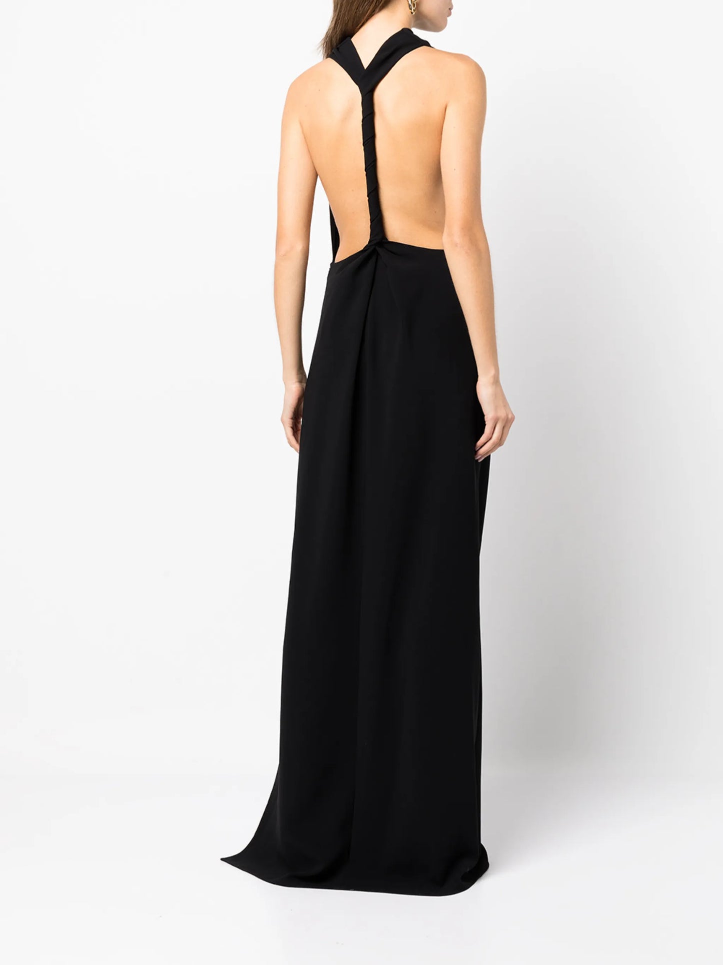 matte crepe backless dress