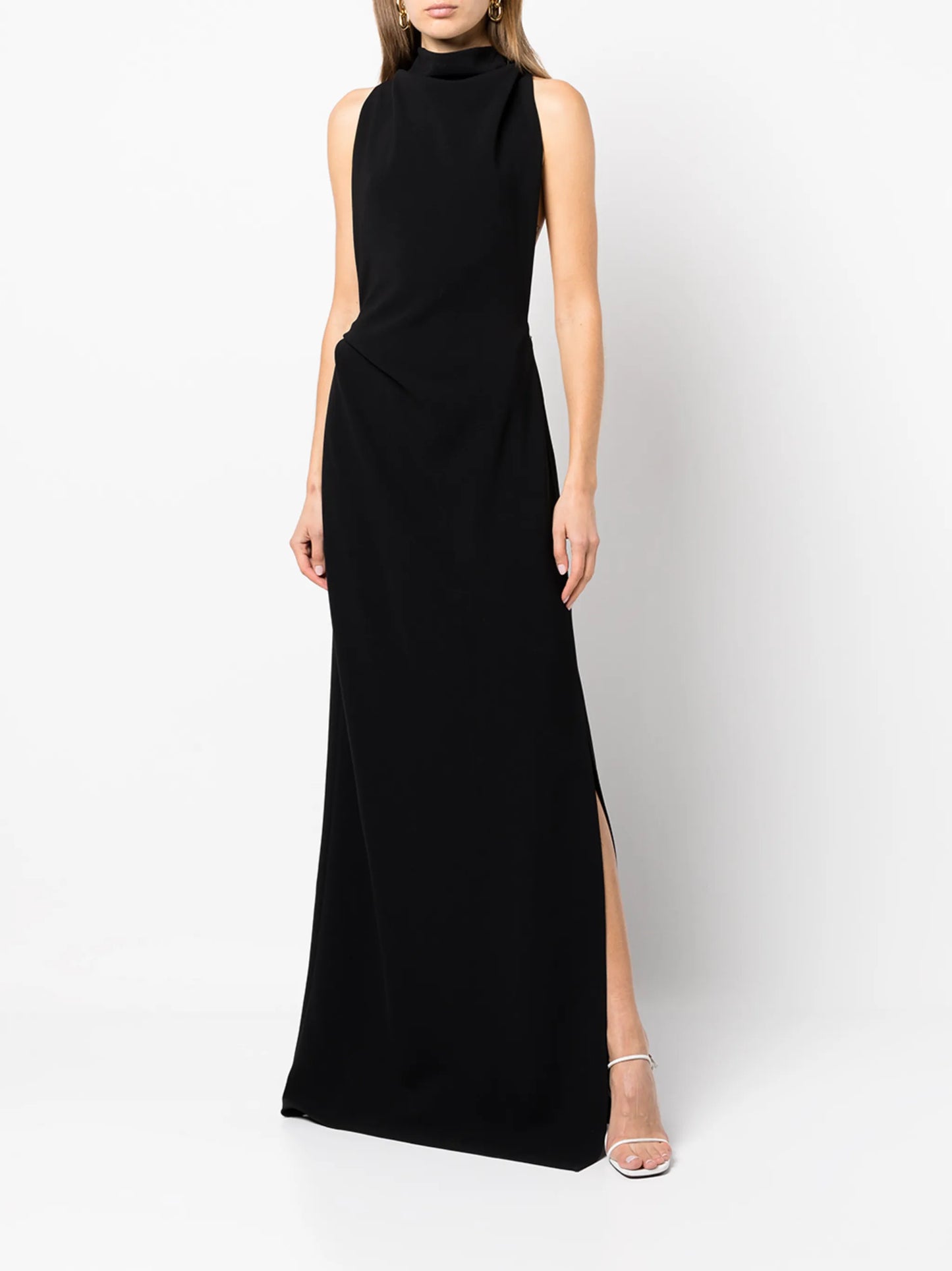 matte crepe backless dress