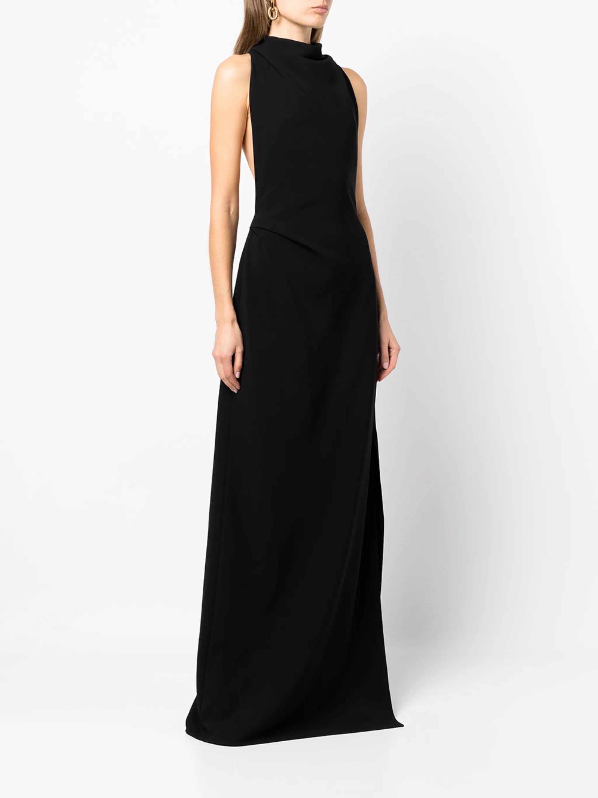 matte crepe backless dress