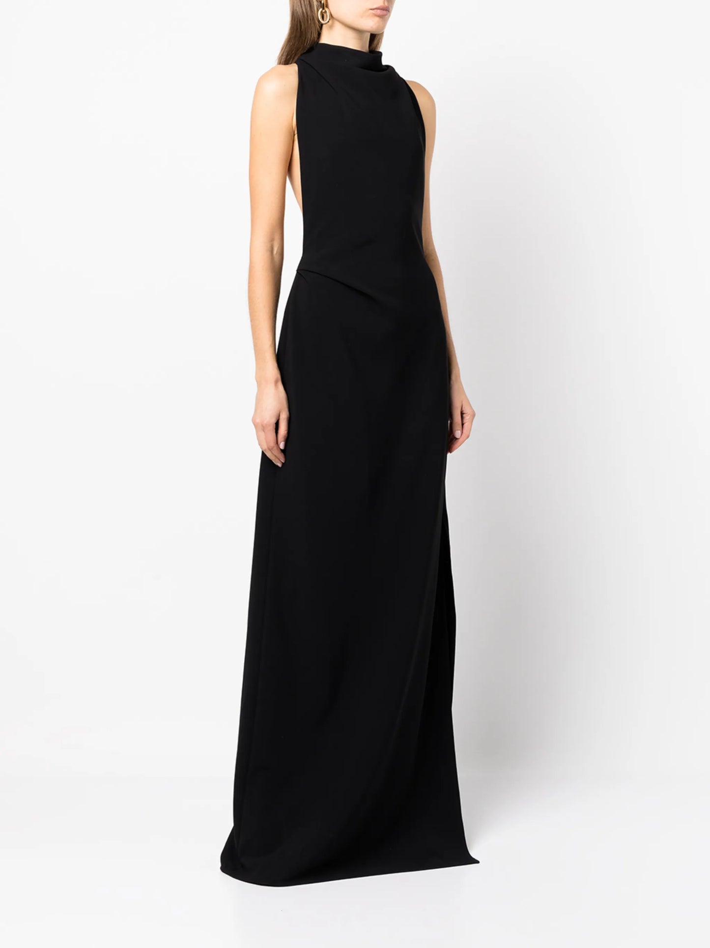 matte crepe backless dress