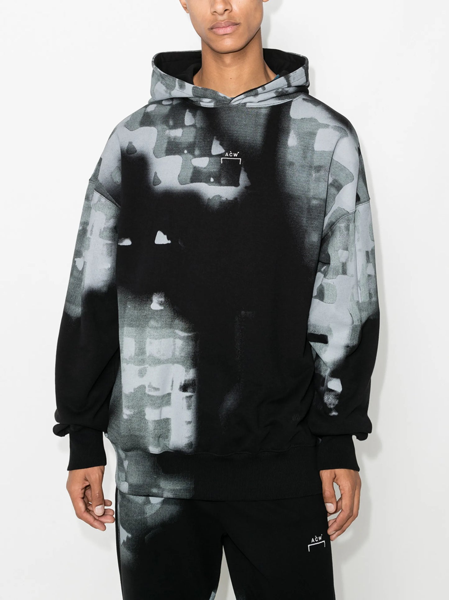 brushstroke print hooded sweatshirt