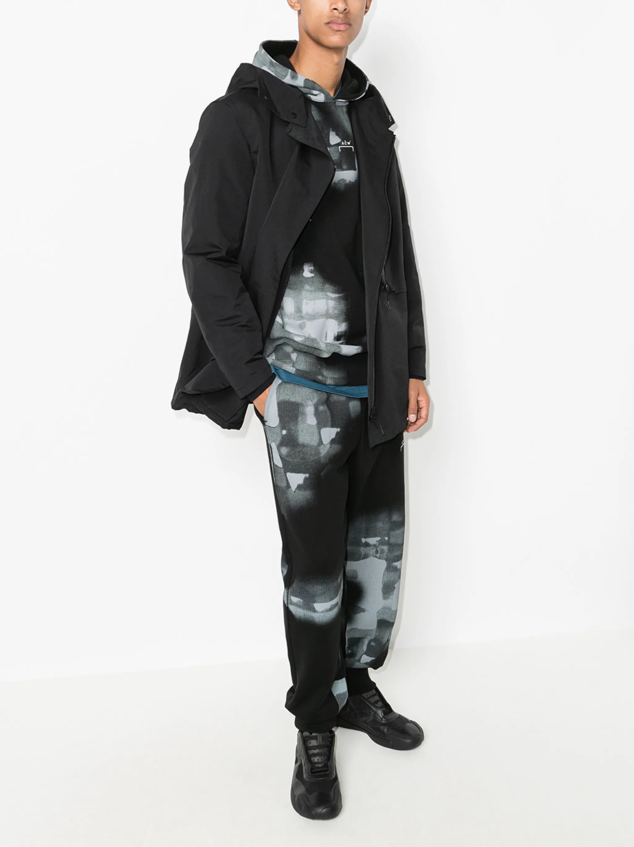 brushstroke print hooded sweatshirt