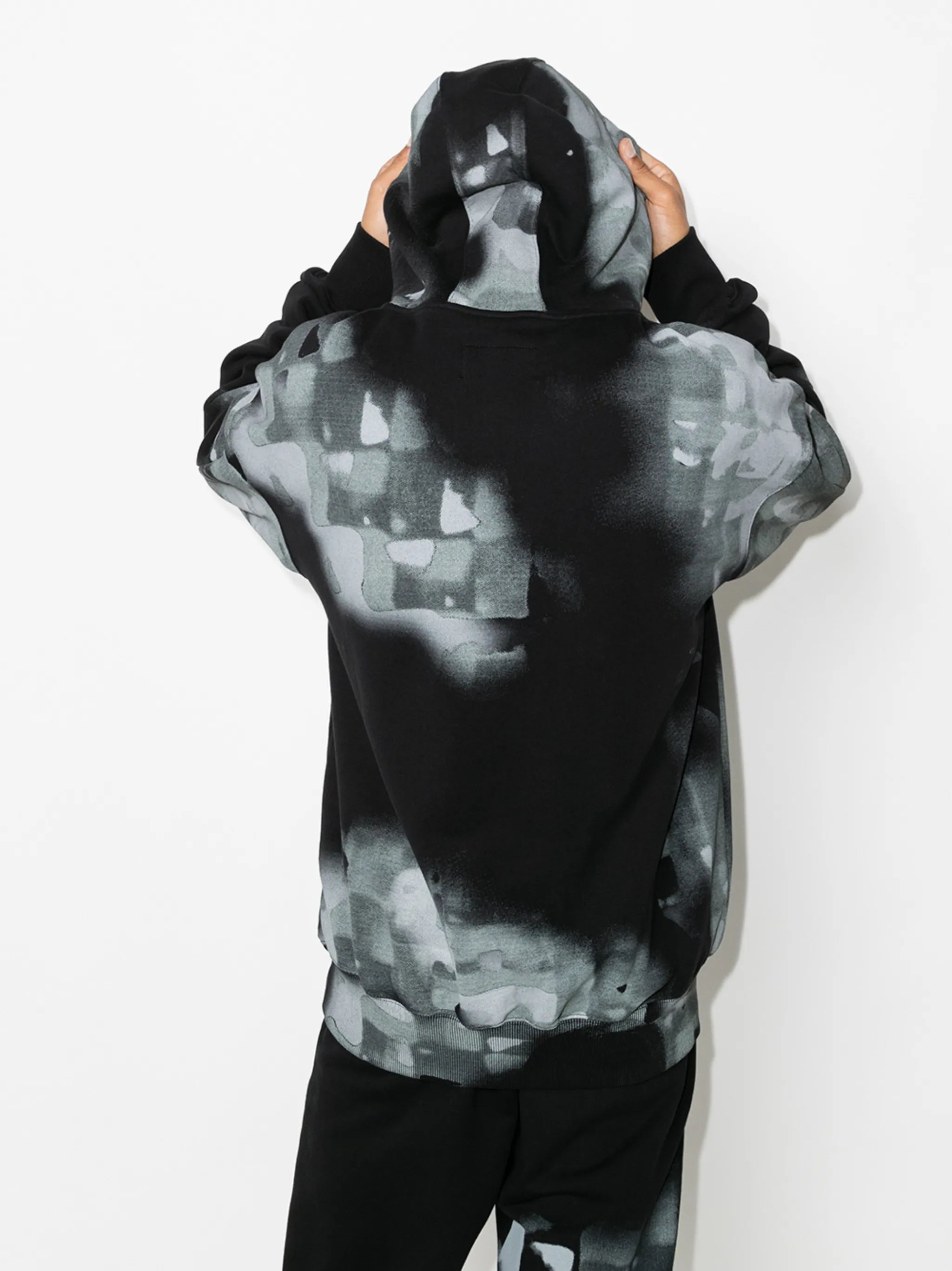 brushstroke print hooded sweatshirt
