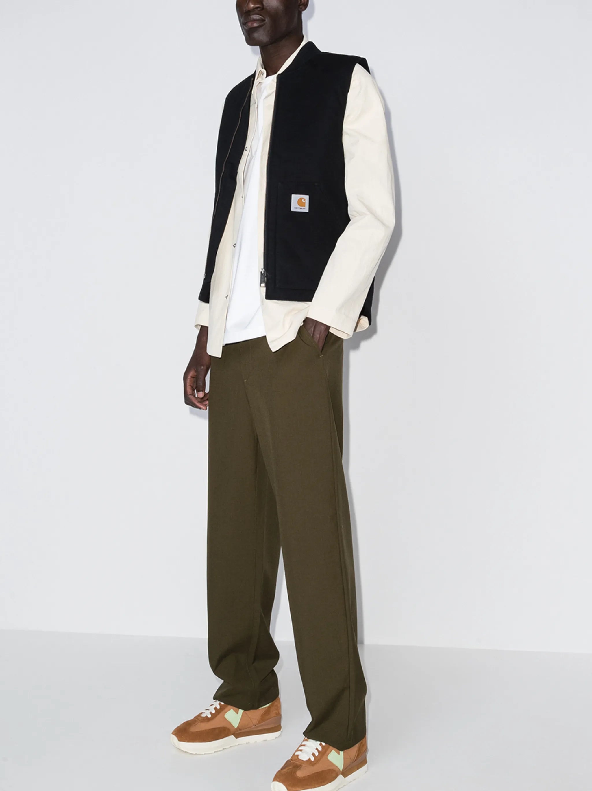 logo-patch zip-up gilet
