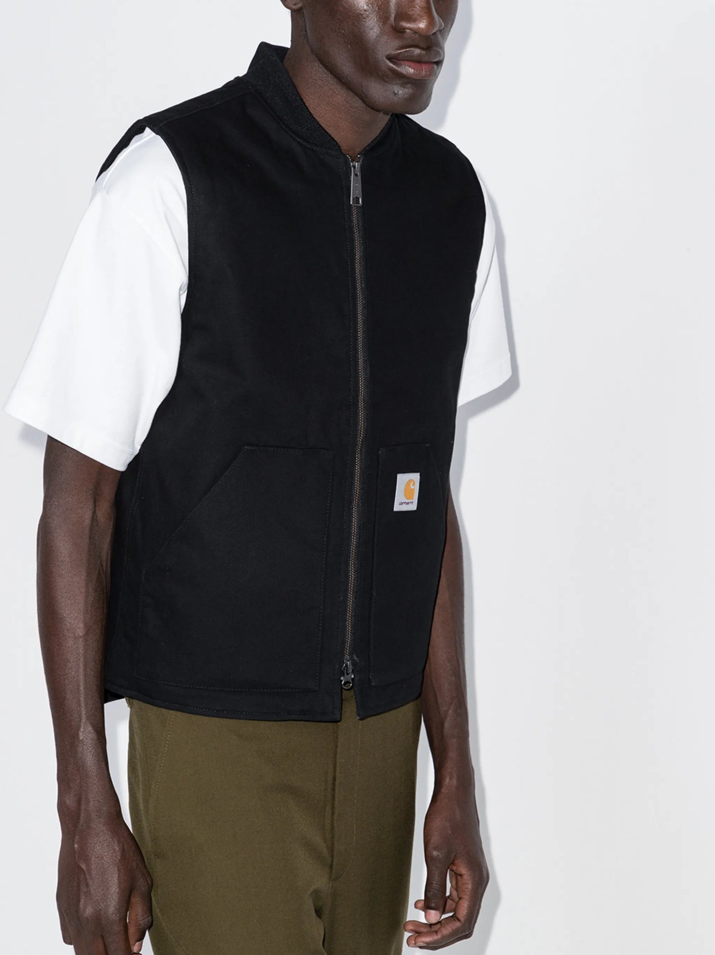 logo-patch zip-up gilet