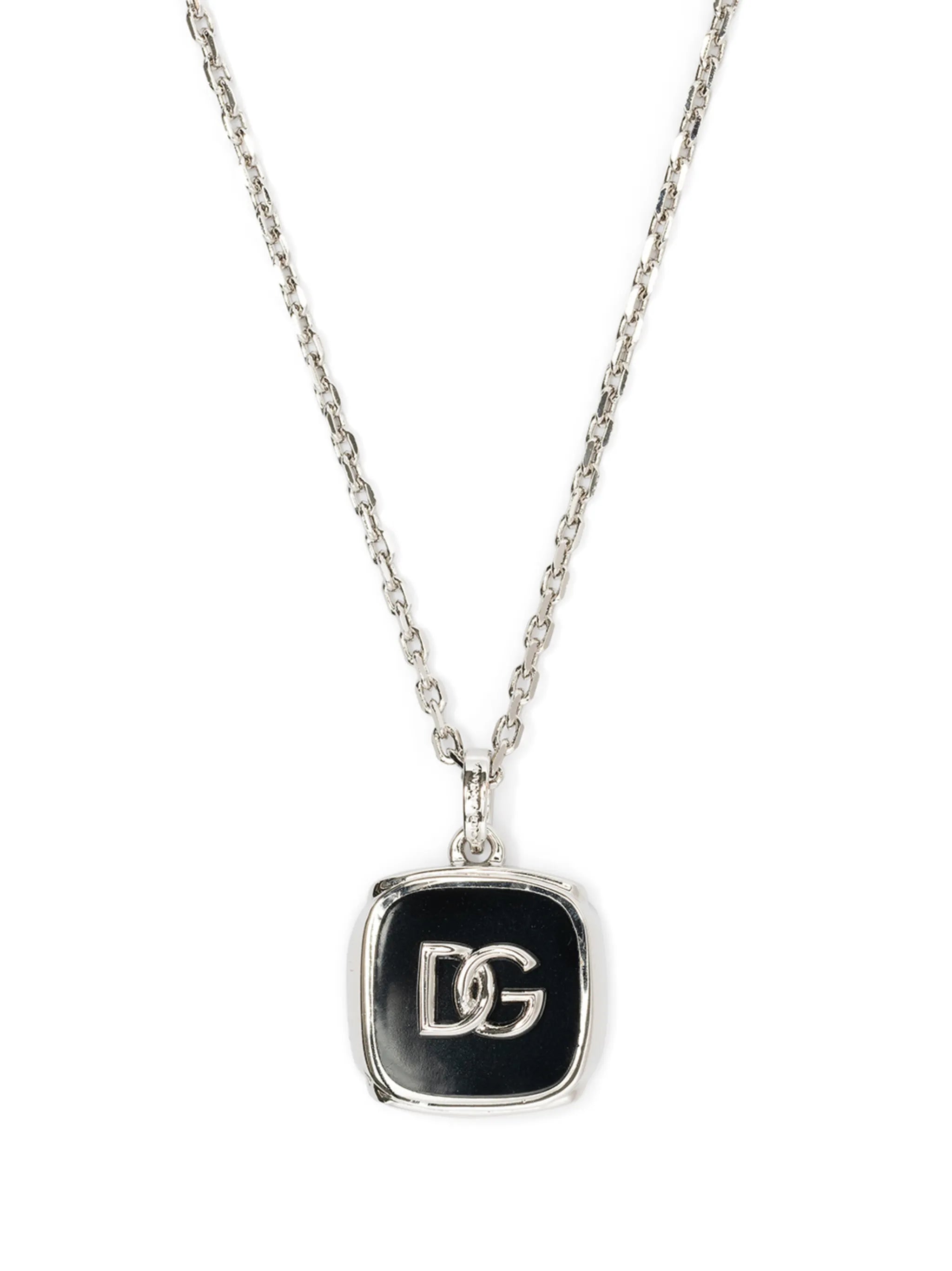 logo-plaque chain-link necklace