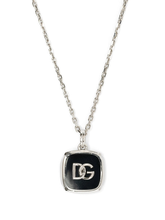logo-plaque chain-link necklace