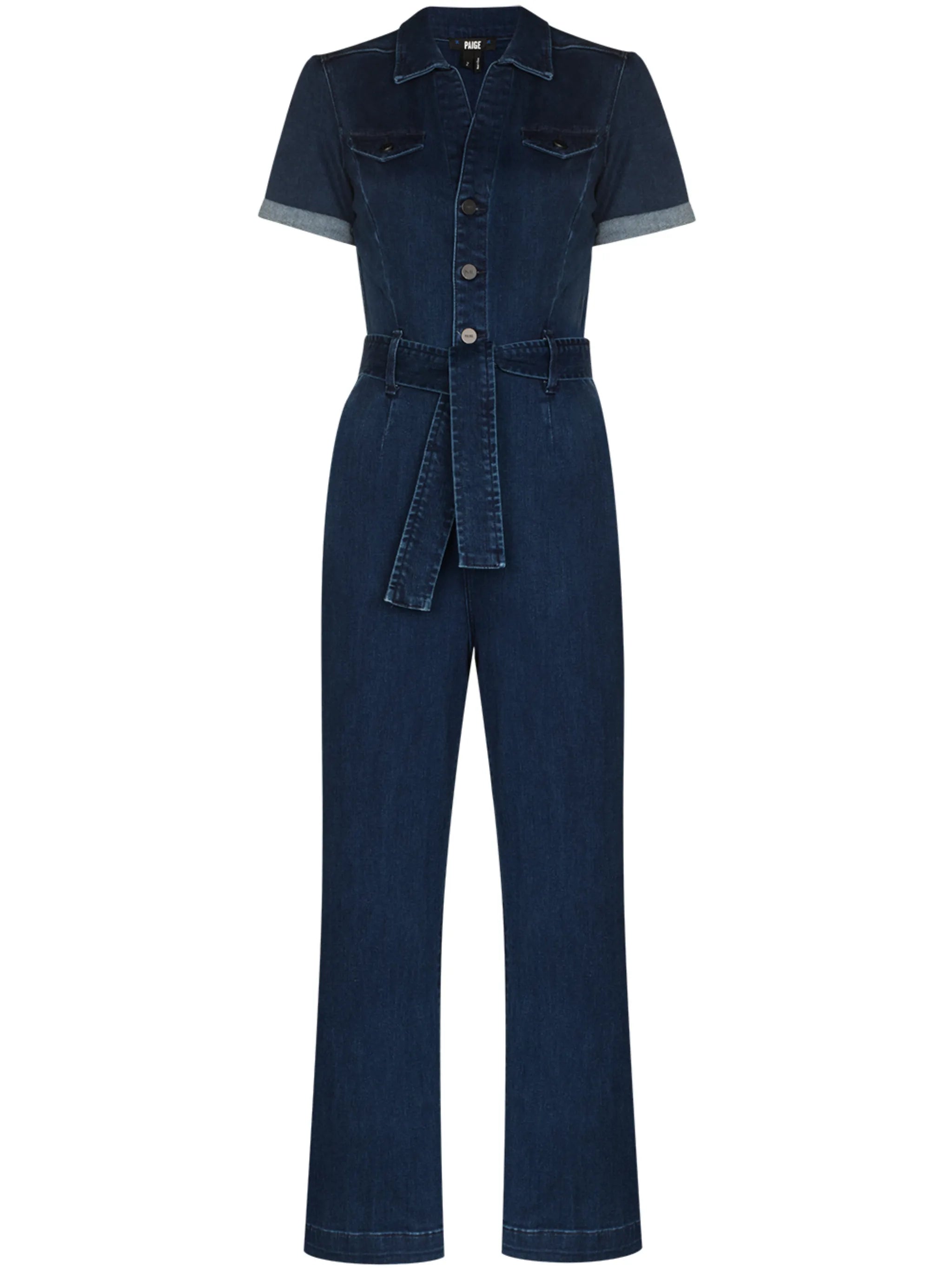 Anessa short-sleeve denim jumpsuit