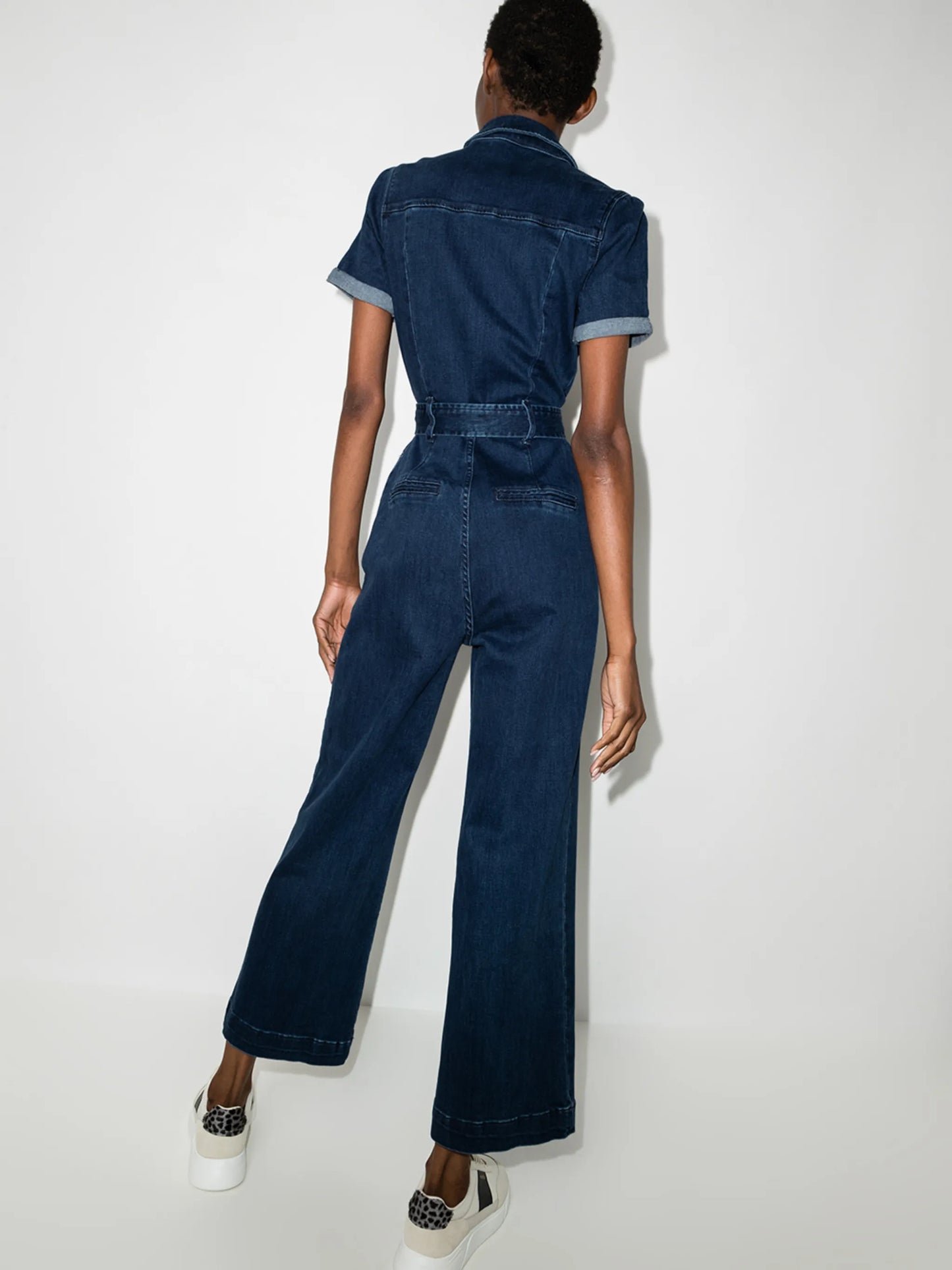 Anessa short-sleeve denim jumpsuit