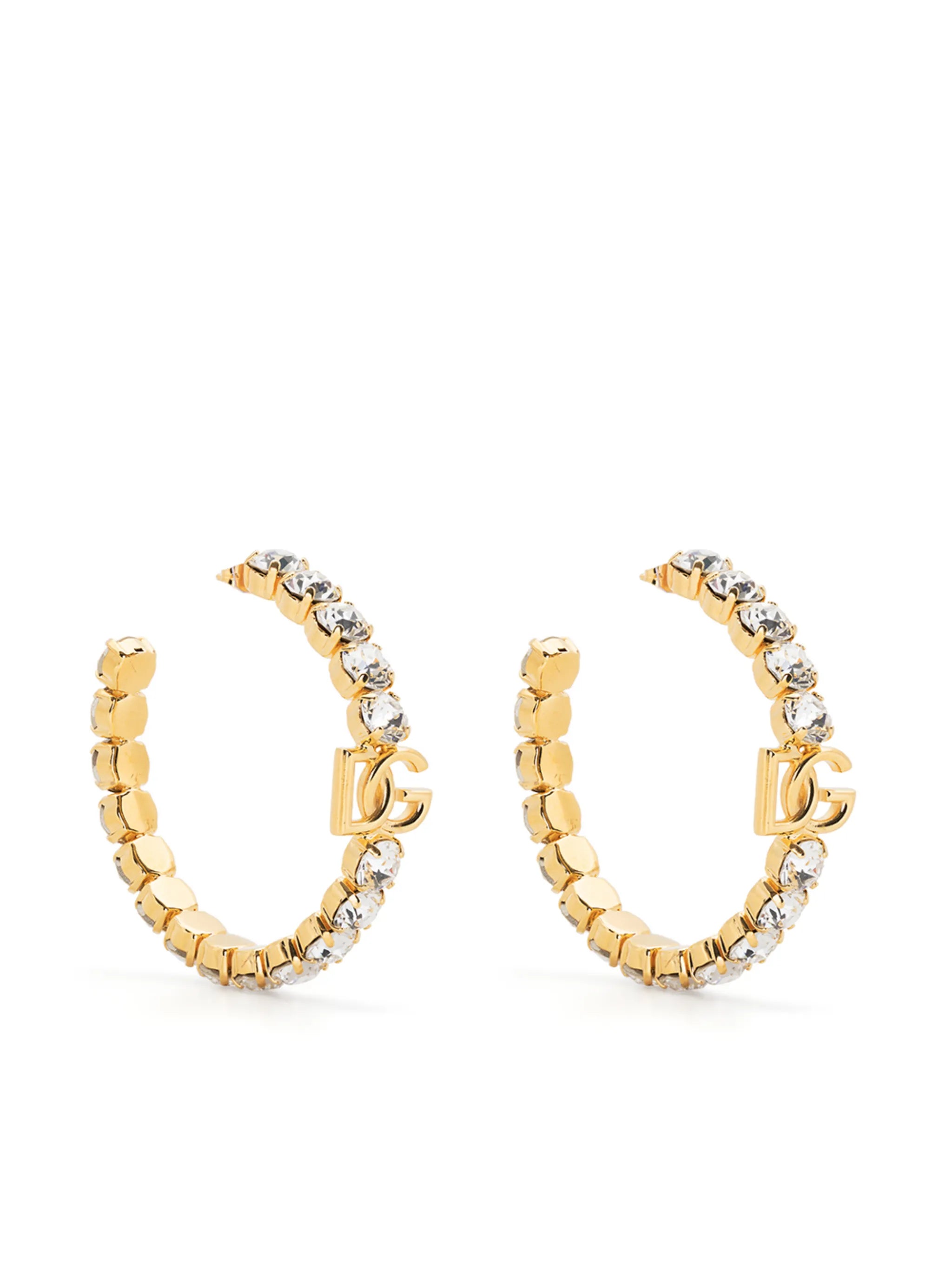 DG logo rhinestones-embellished hoop earrings