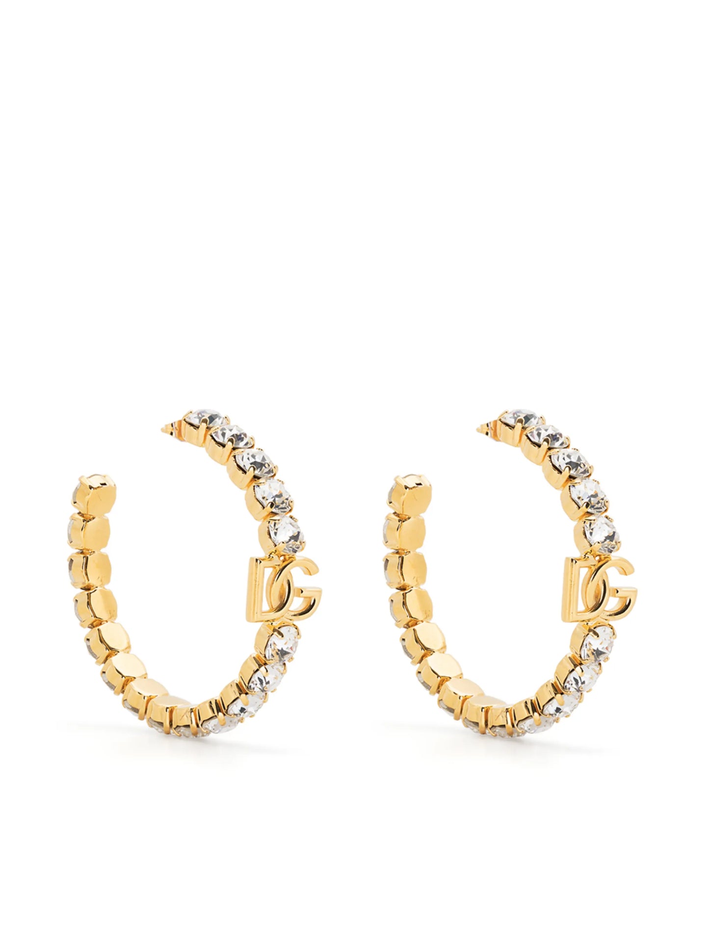 DG logo rhinestones-embellished hoop earrings