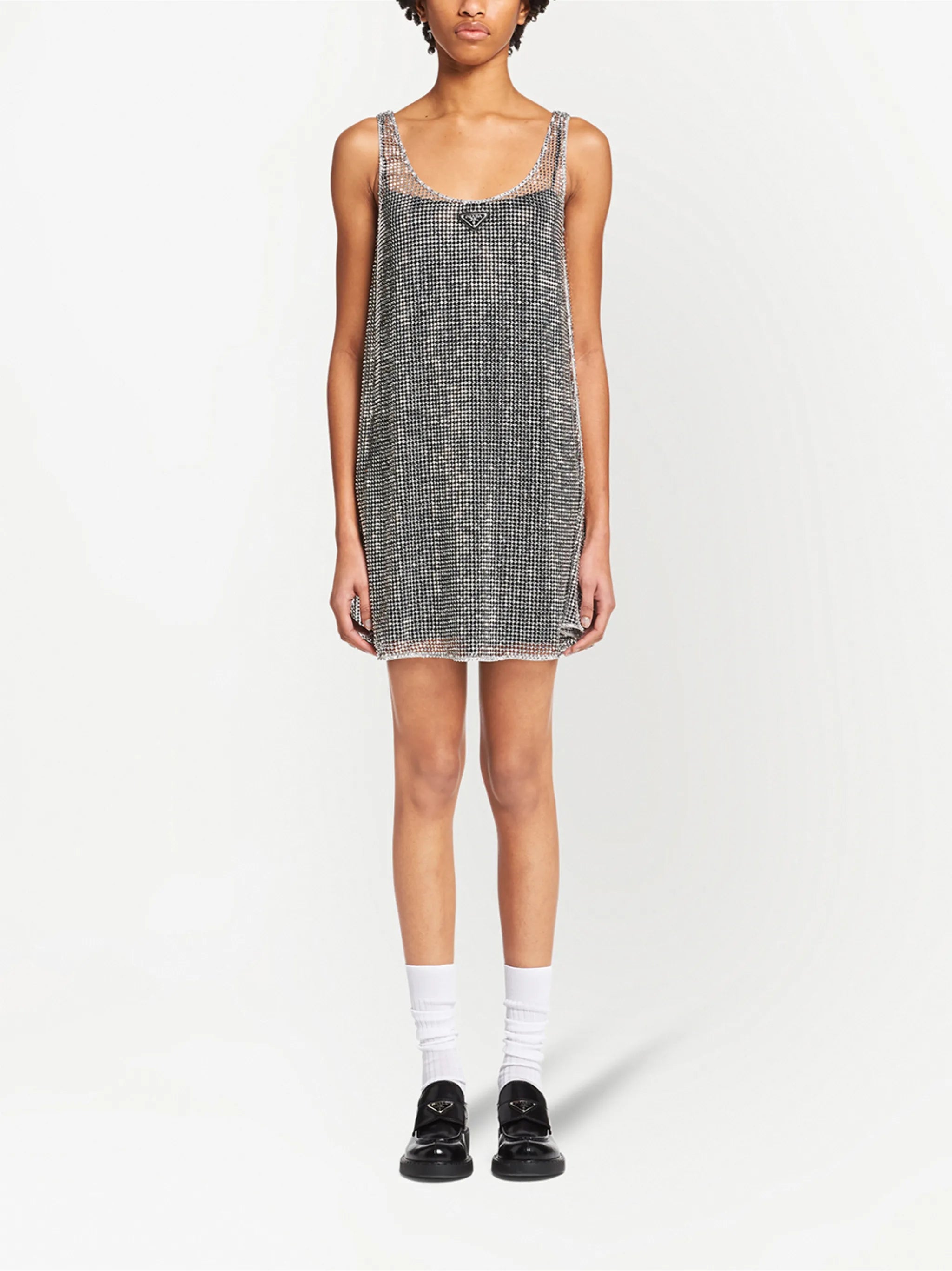 rhinestone-embellished shift dress