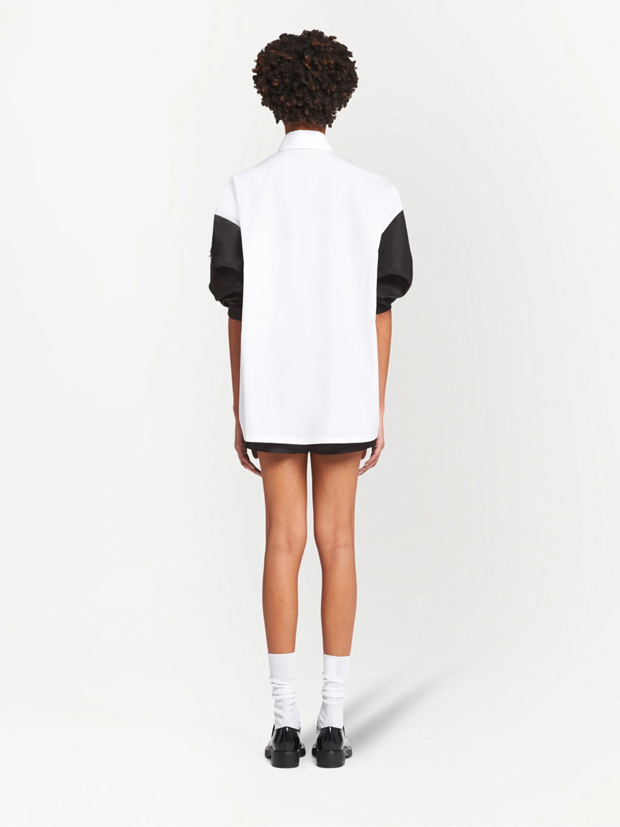 contrast-sleeve poplin shirt