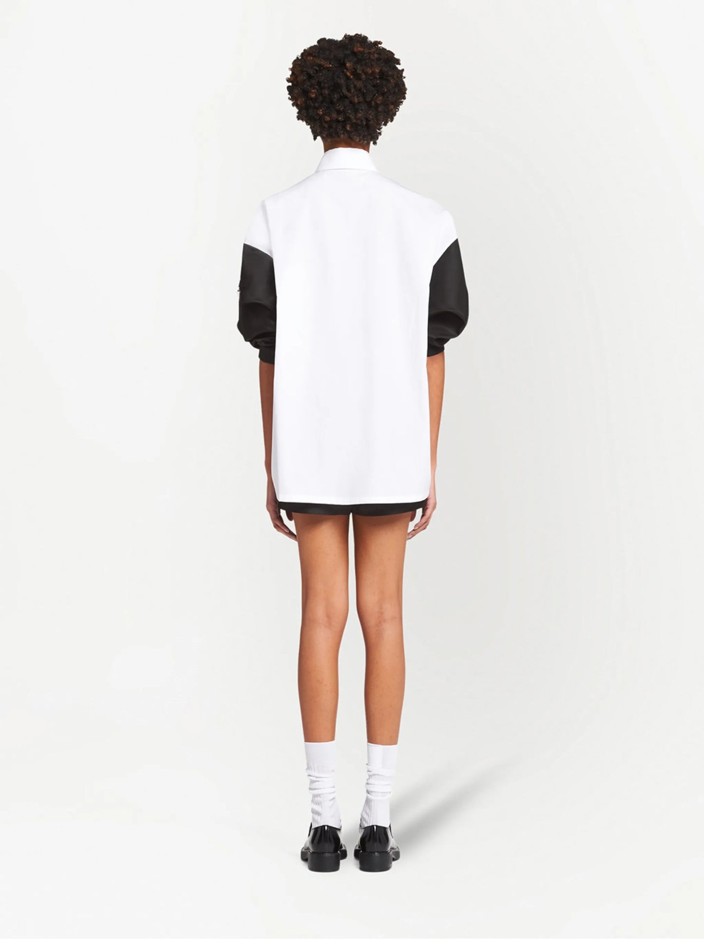 contrast-sleeve poplin shirt