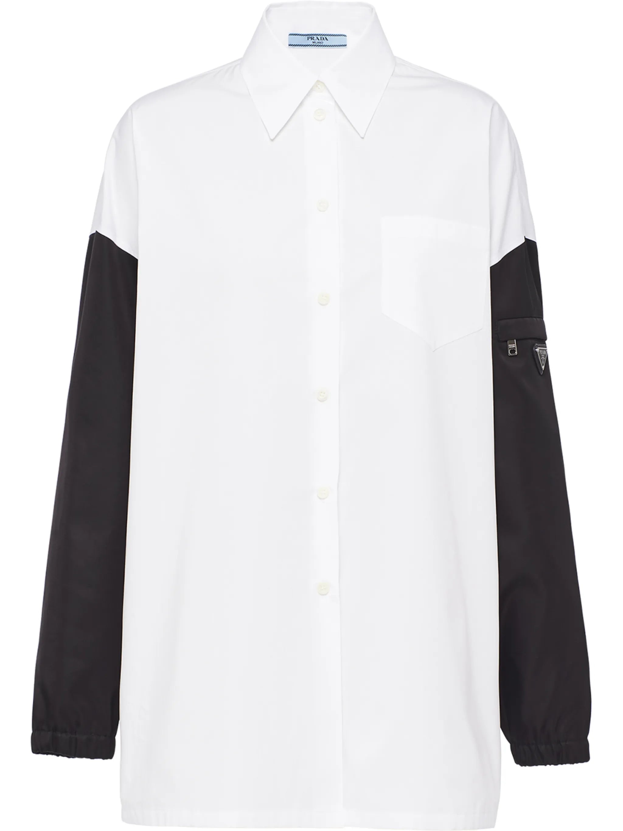 contrast-sleeve poplin shirt
