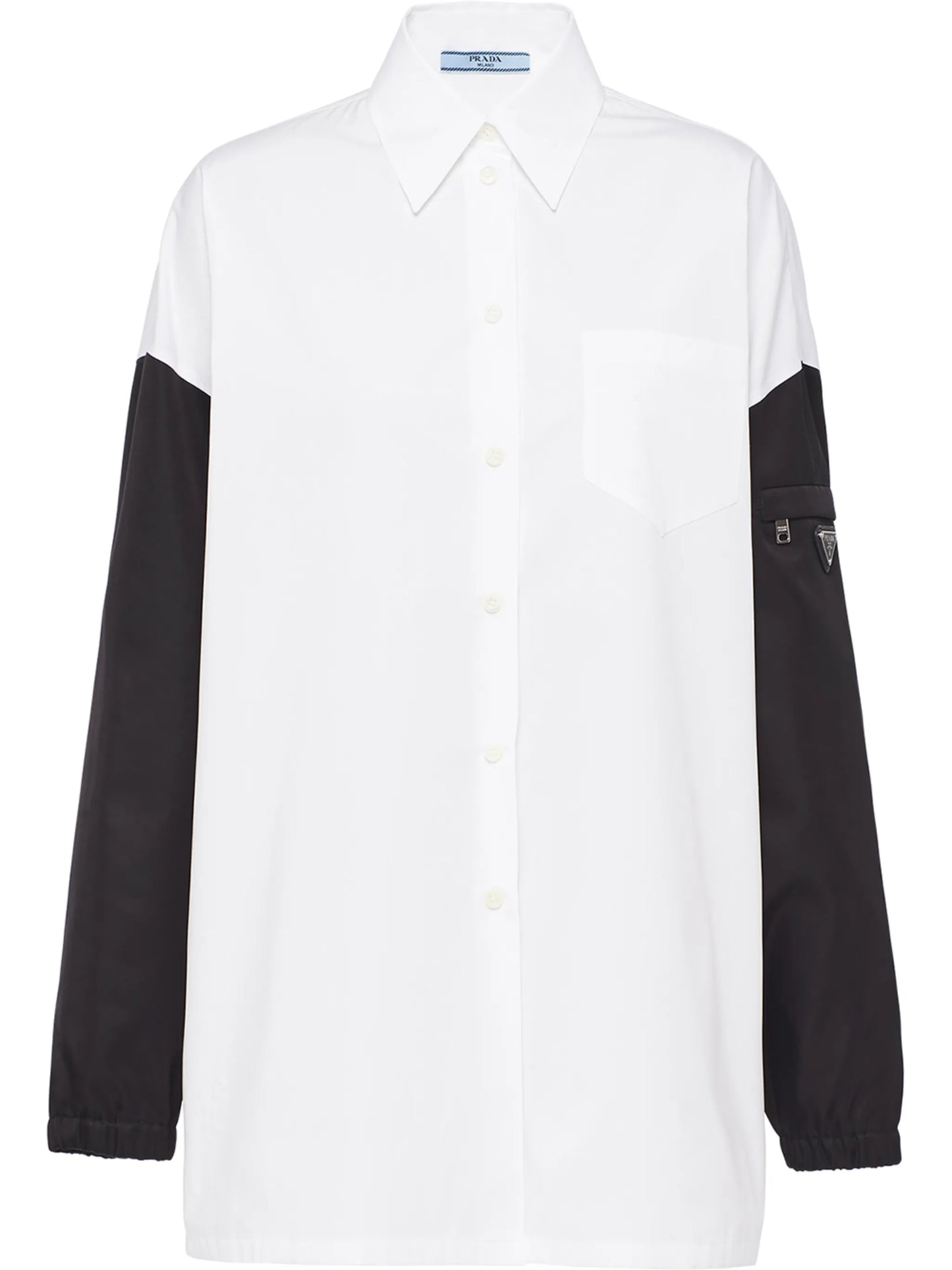 contrast-sleeve poplin shirt