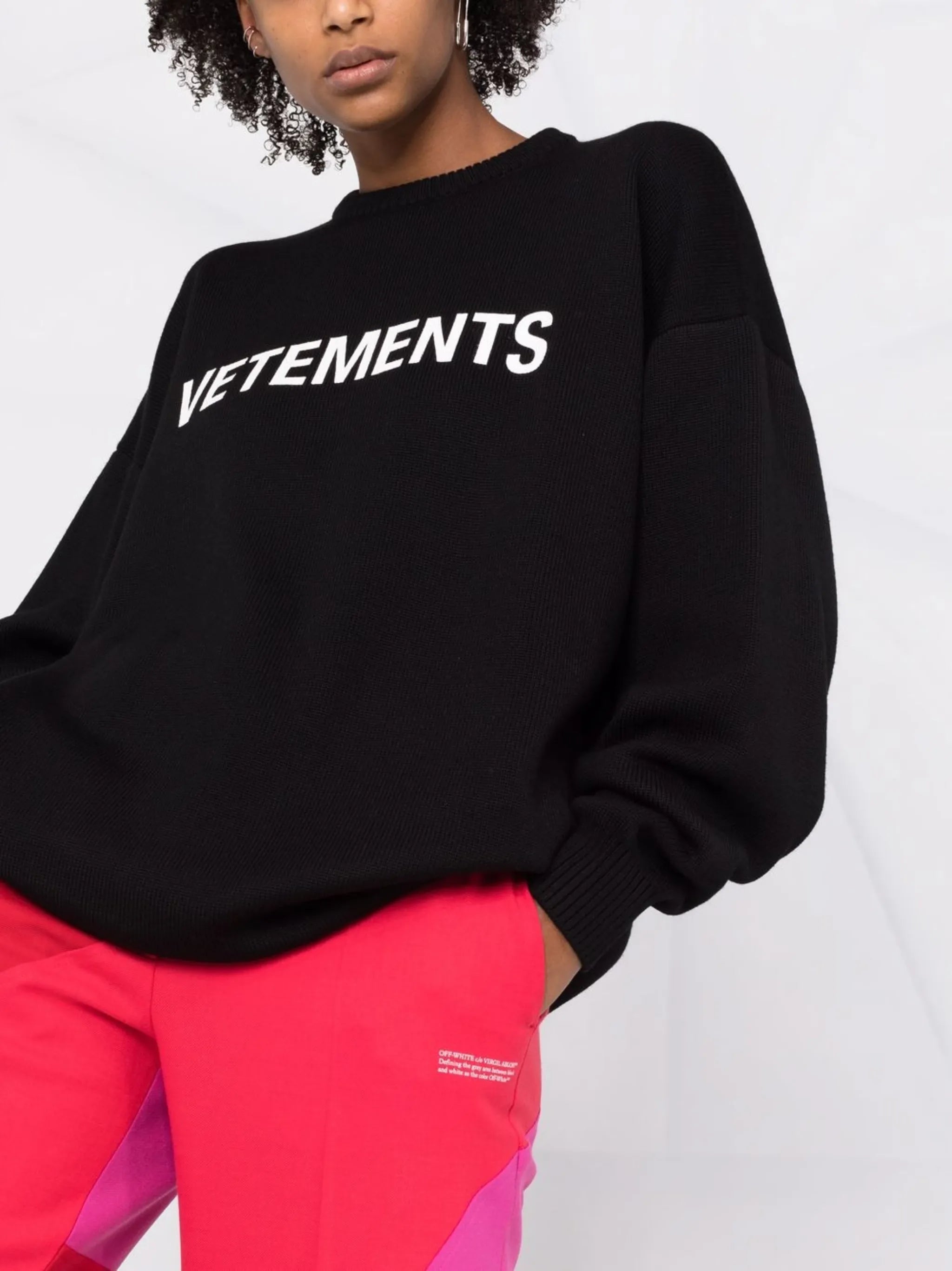 logo-print merino wool jumper