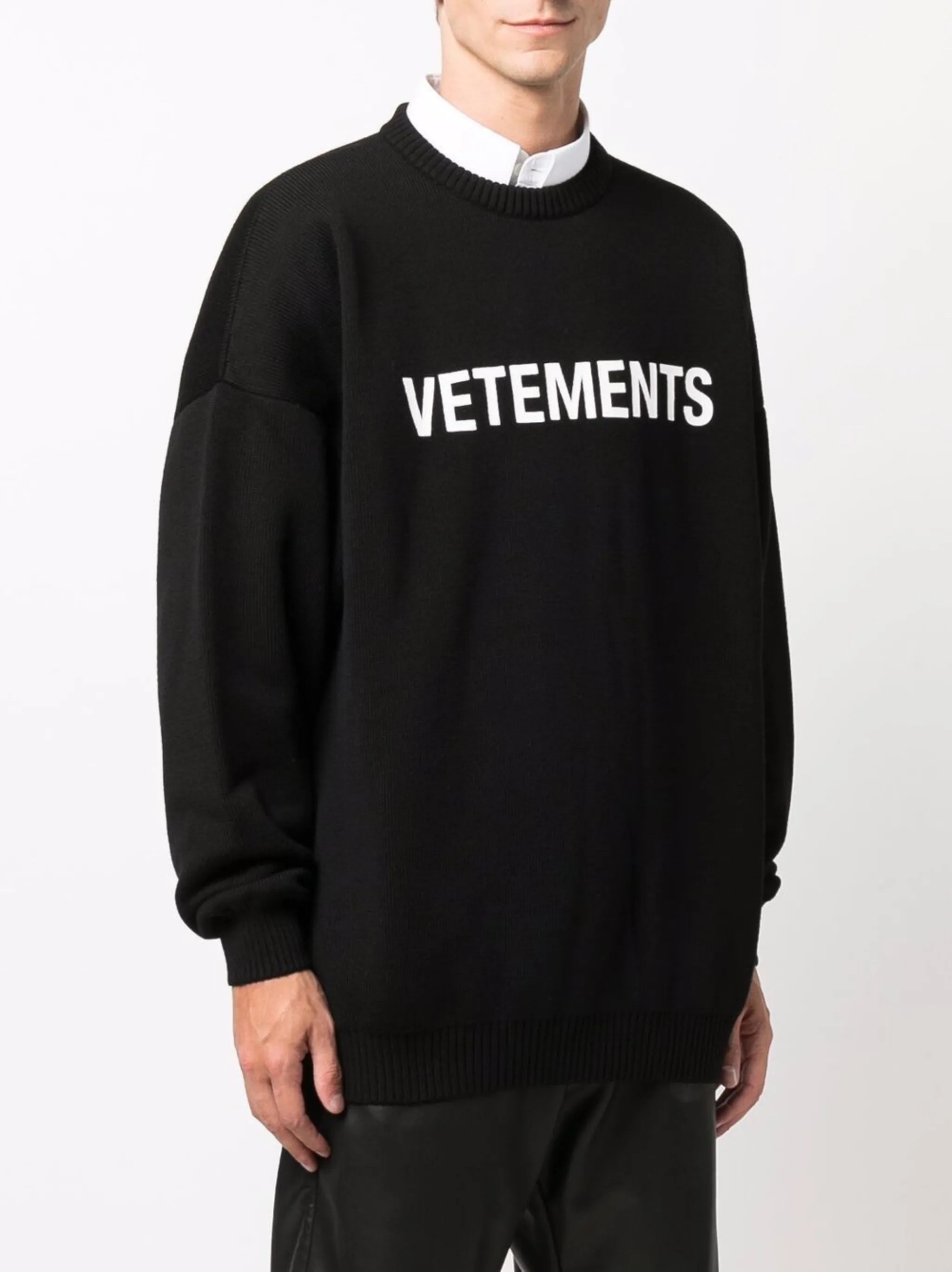 logo-print merino wool jumper