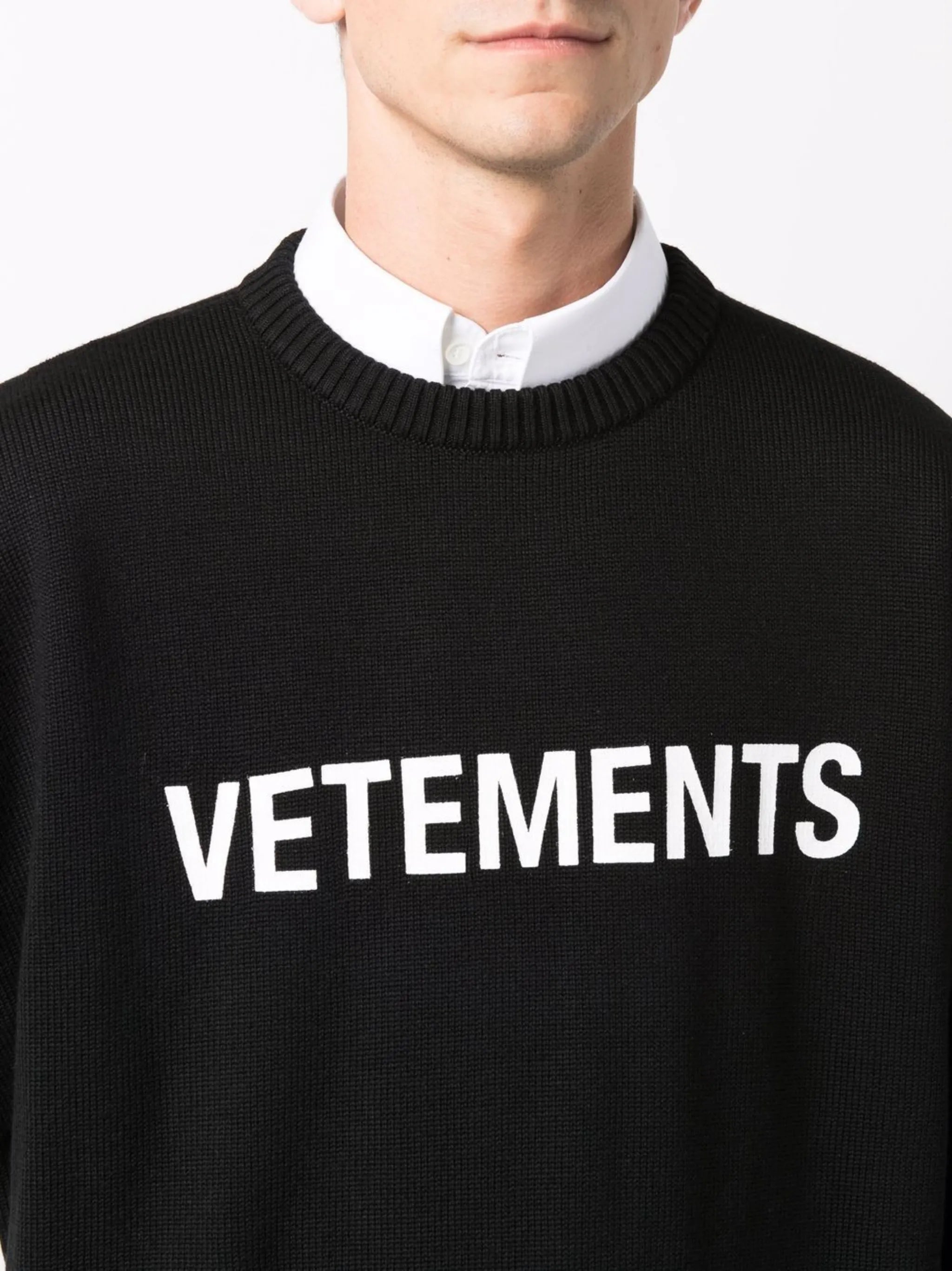 logo-print merino wool jumper