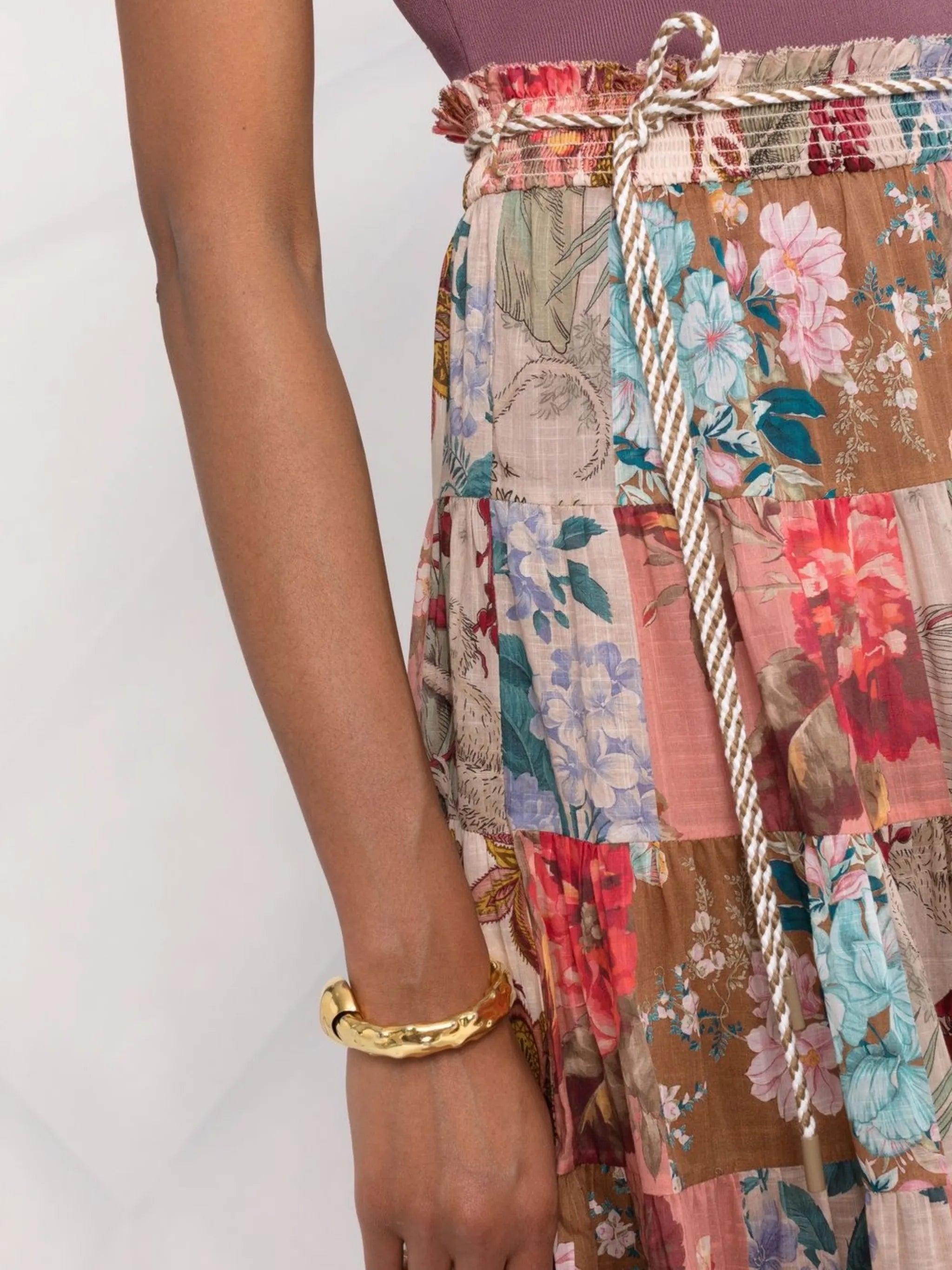 Cassia patchwork midi skirt