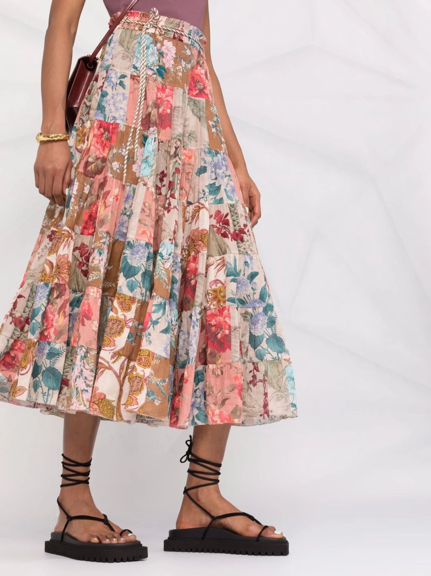Cassia patchwork midi skirt