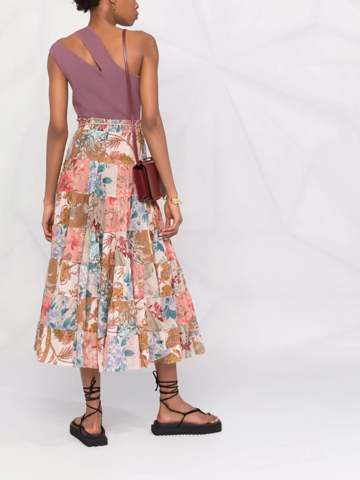Cassia patchwork midi skirt