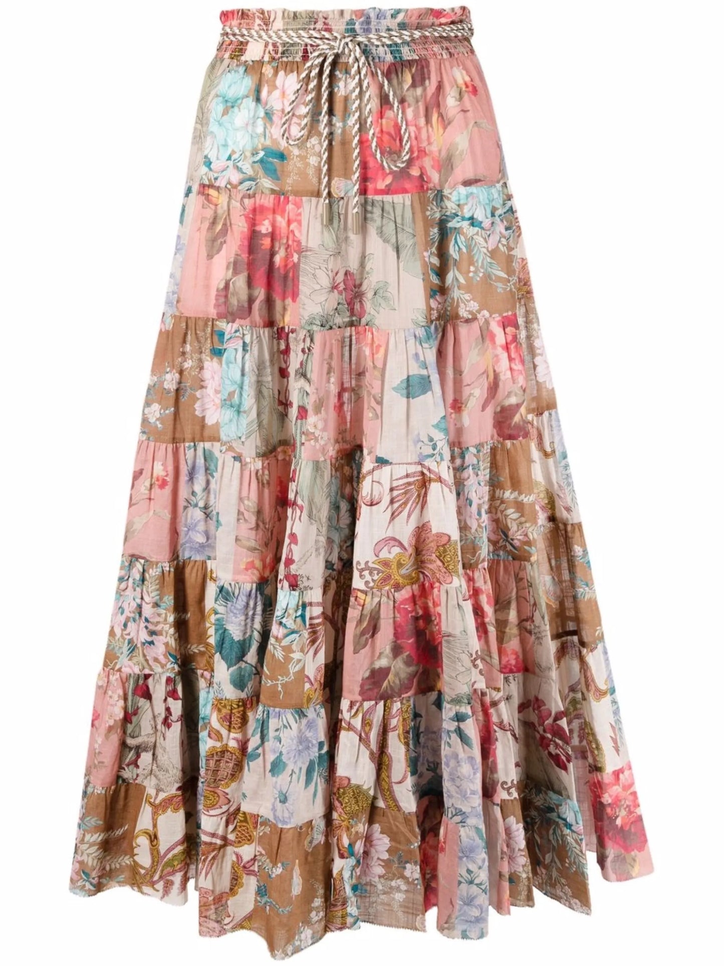 Cassia patchwork midi skirt