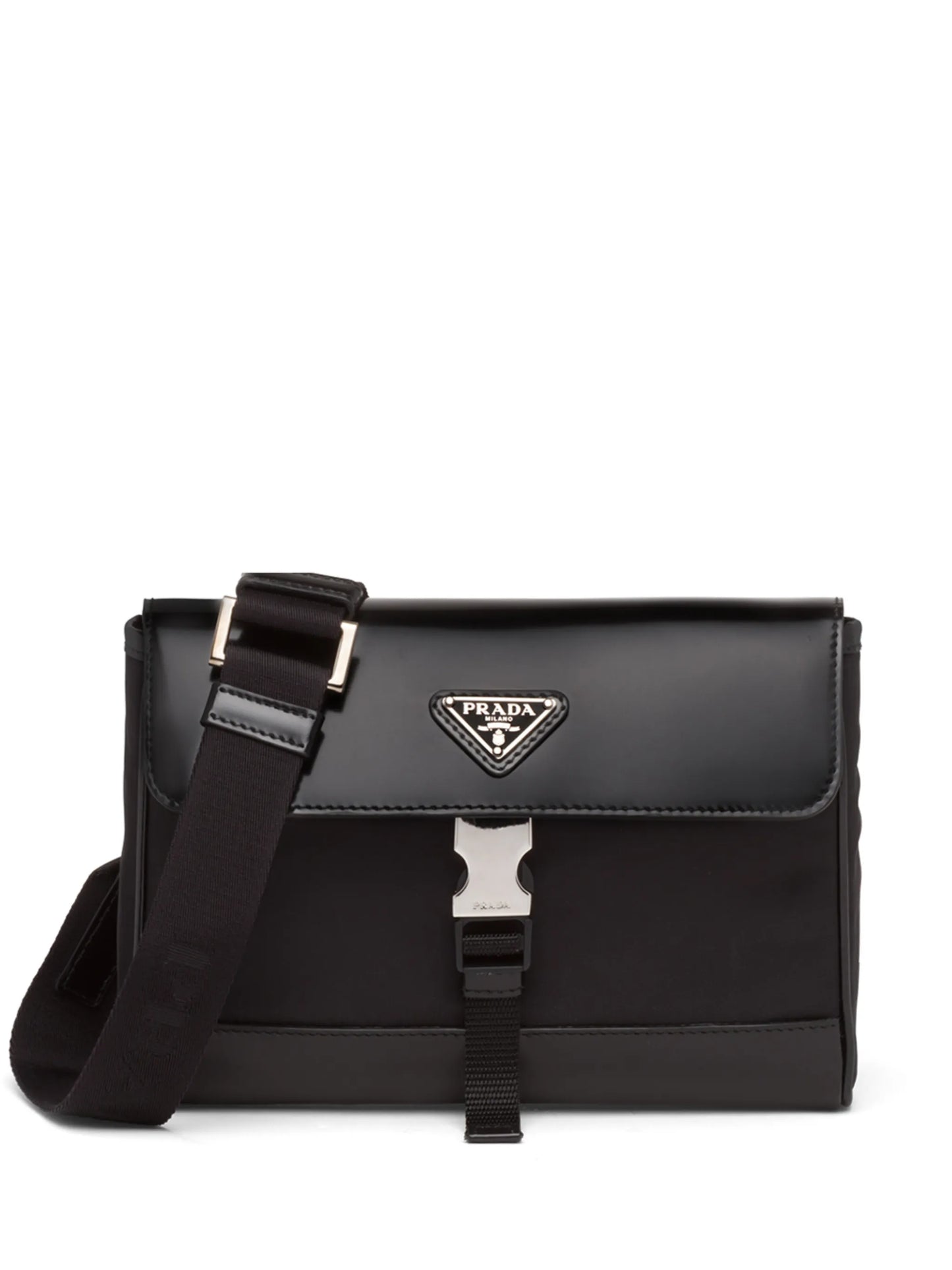 Re-Nylon and leather shoulder bag