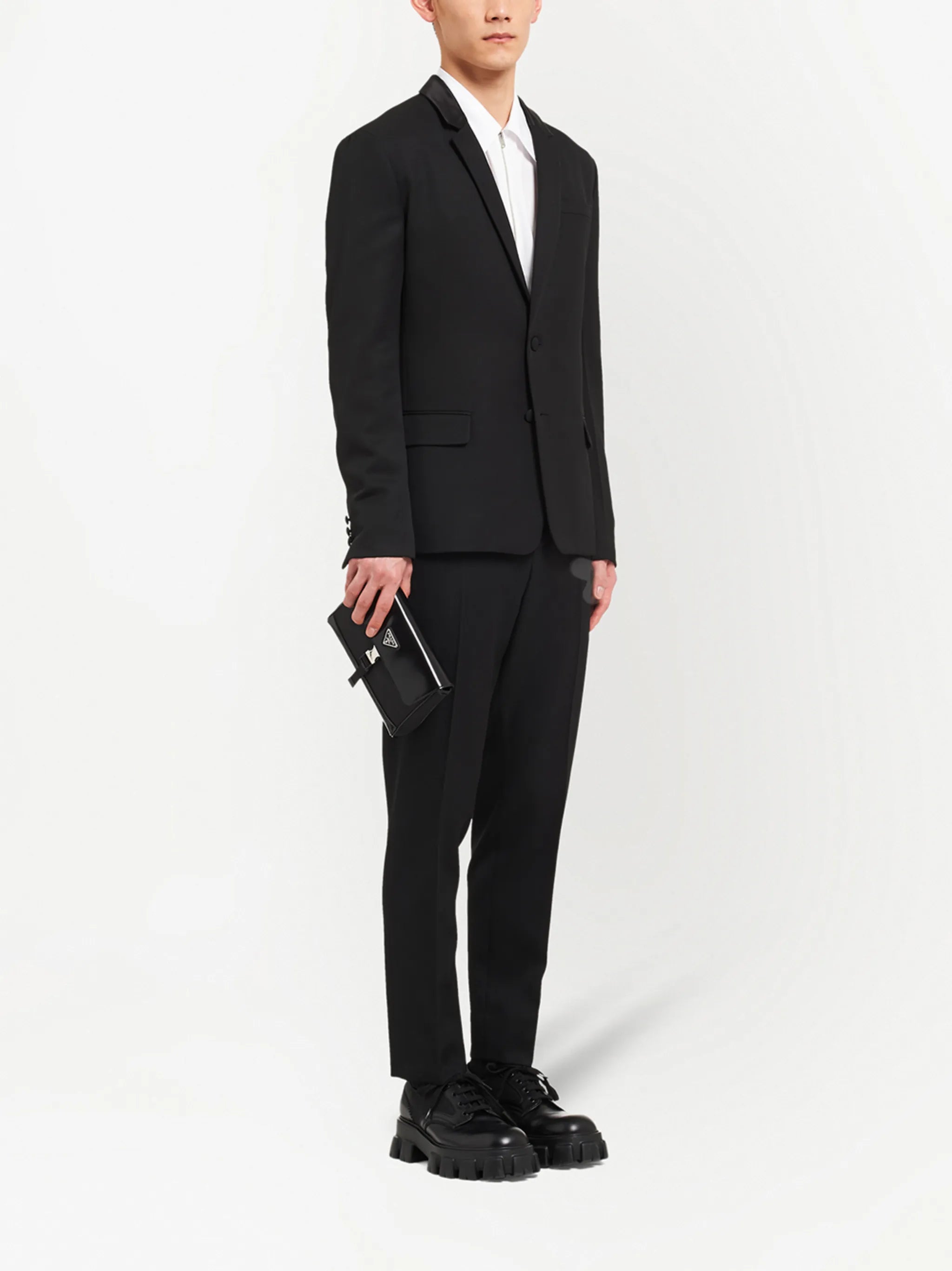 Re-Nylon and leather shoulder bag