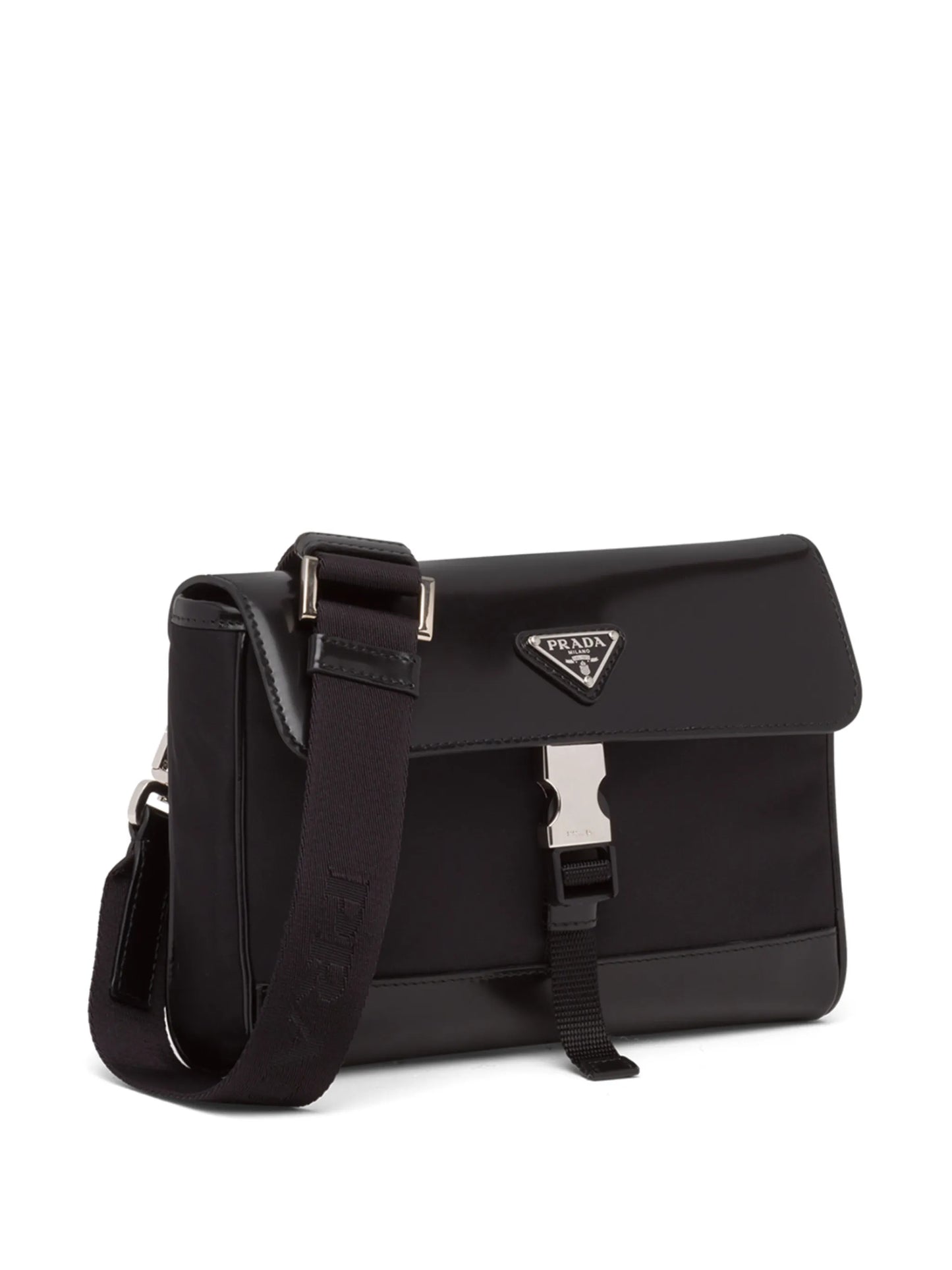 Re-Nylon and leather shoulder bag