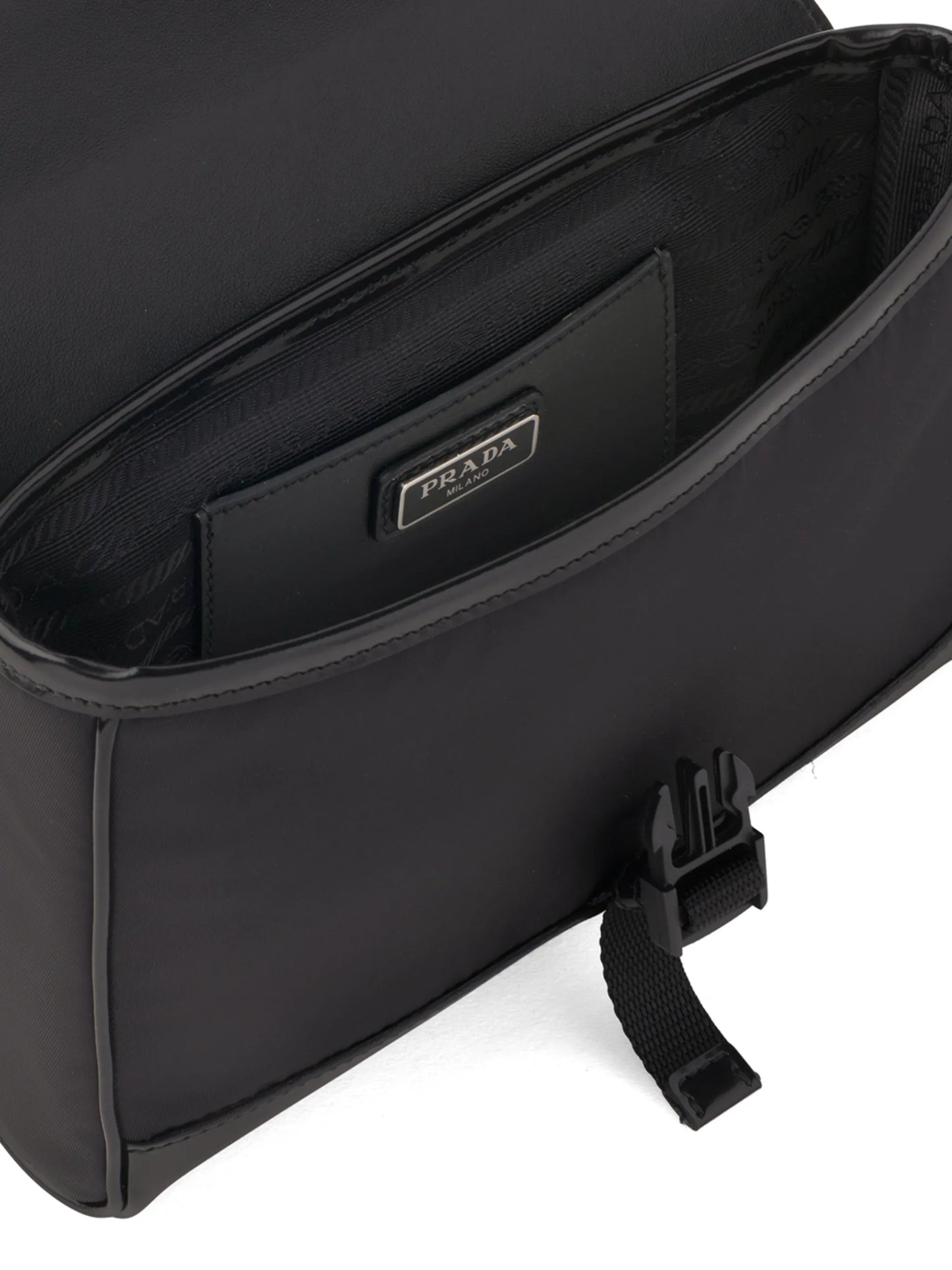 Re-Nylon and leather shoulder bag
