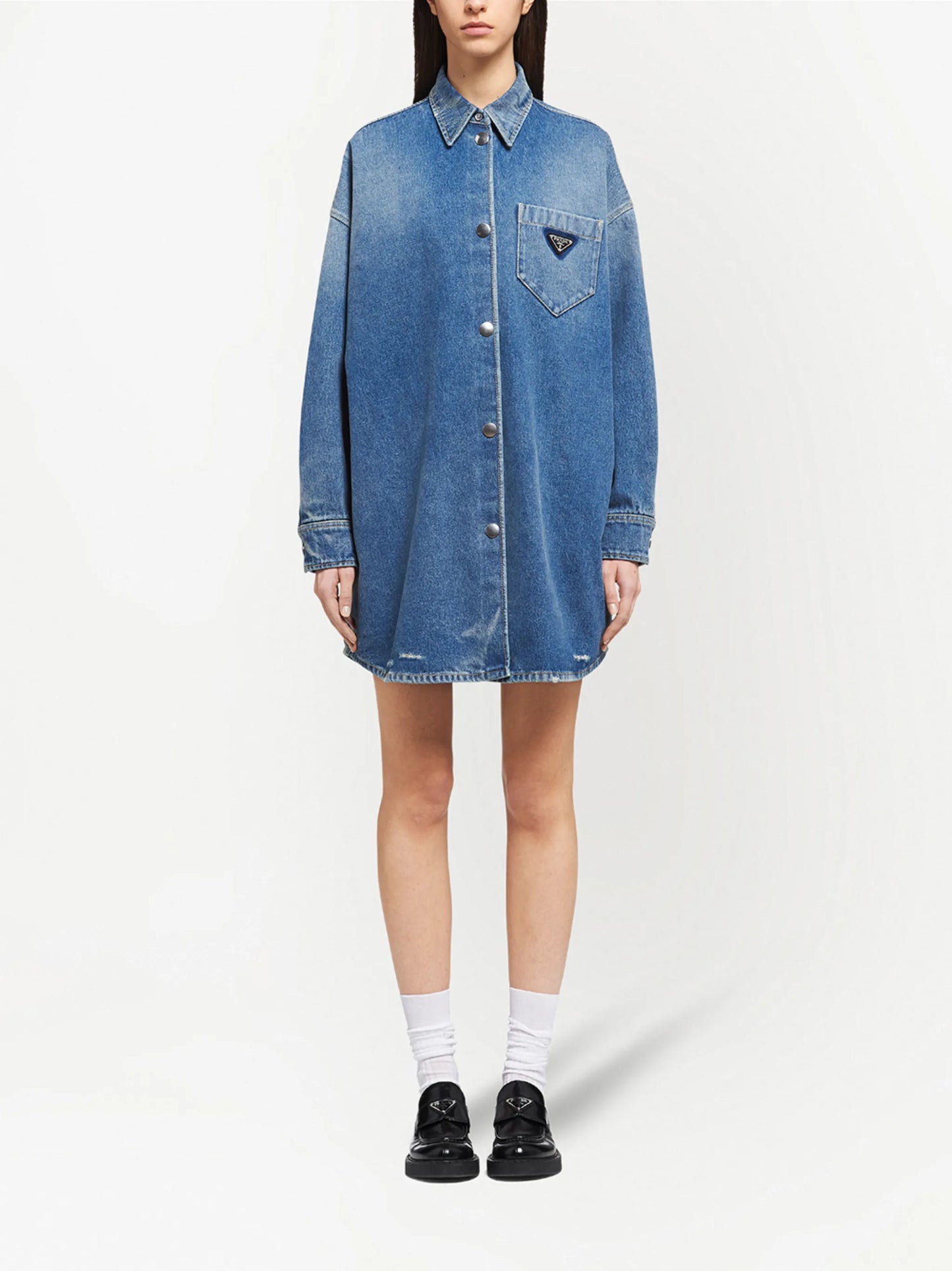 triangle-logo denim shirt