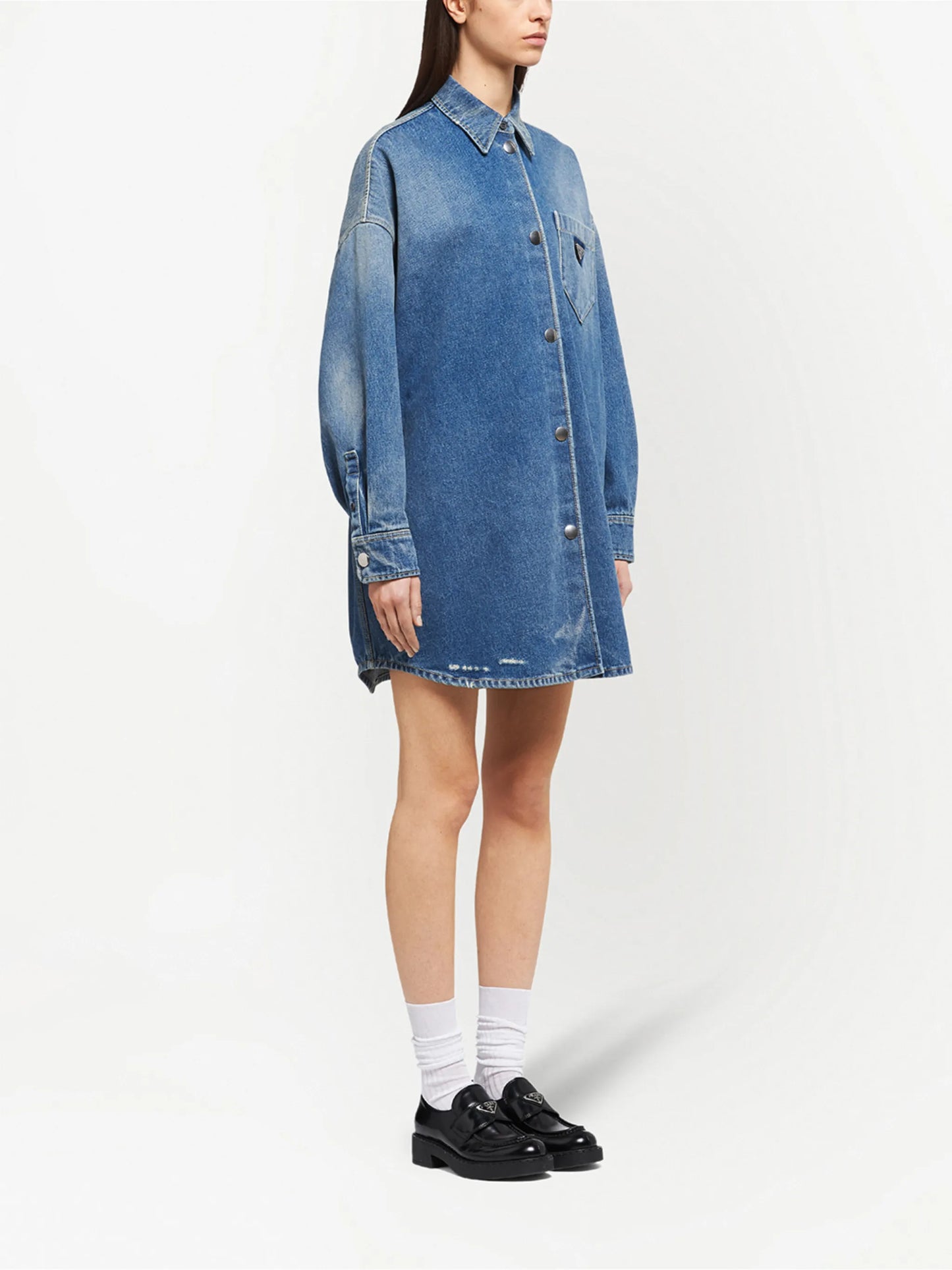 triangle-logo denim shirt