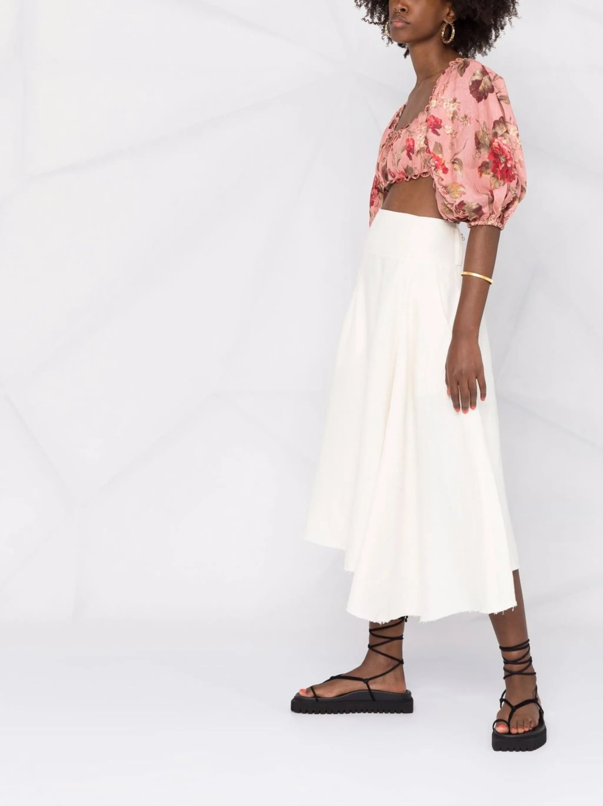 Cassia floral-print crop top