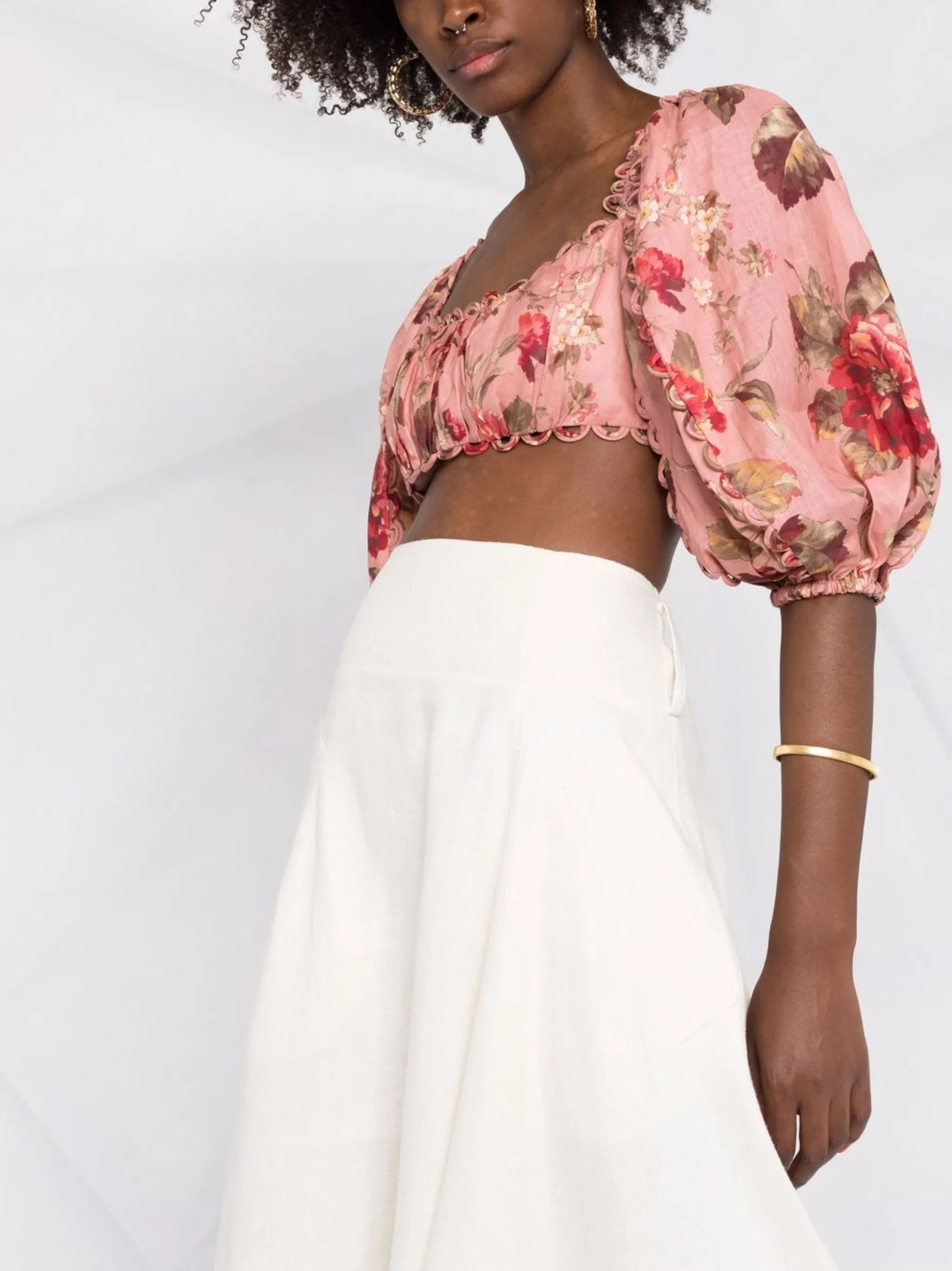 Cassia floral-print crop top
