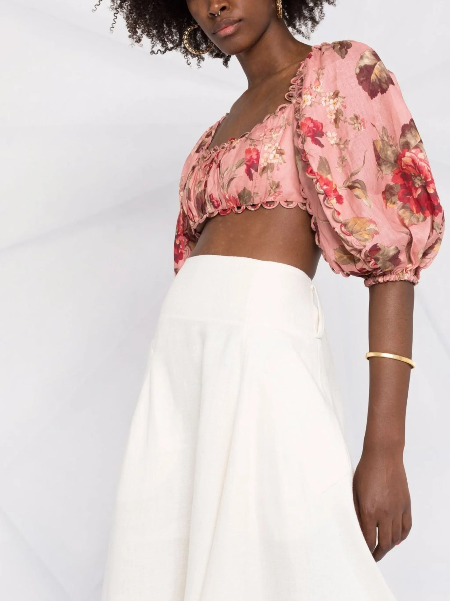 Cassia floral-print crop top