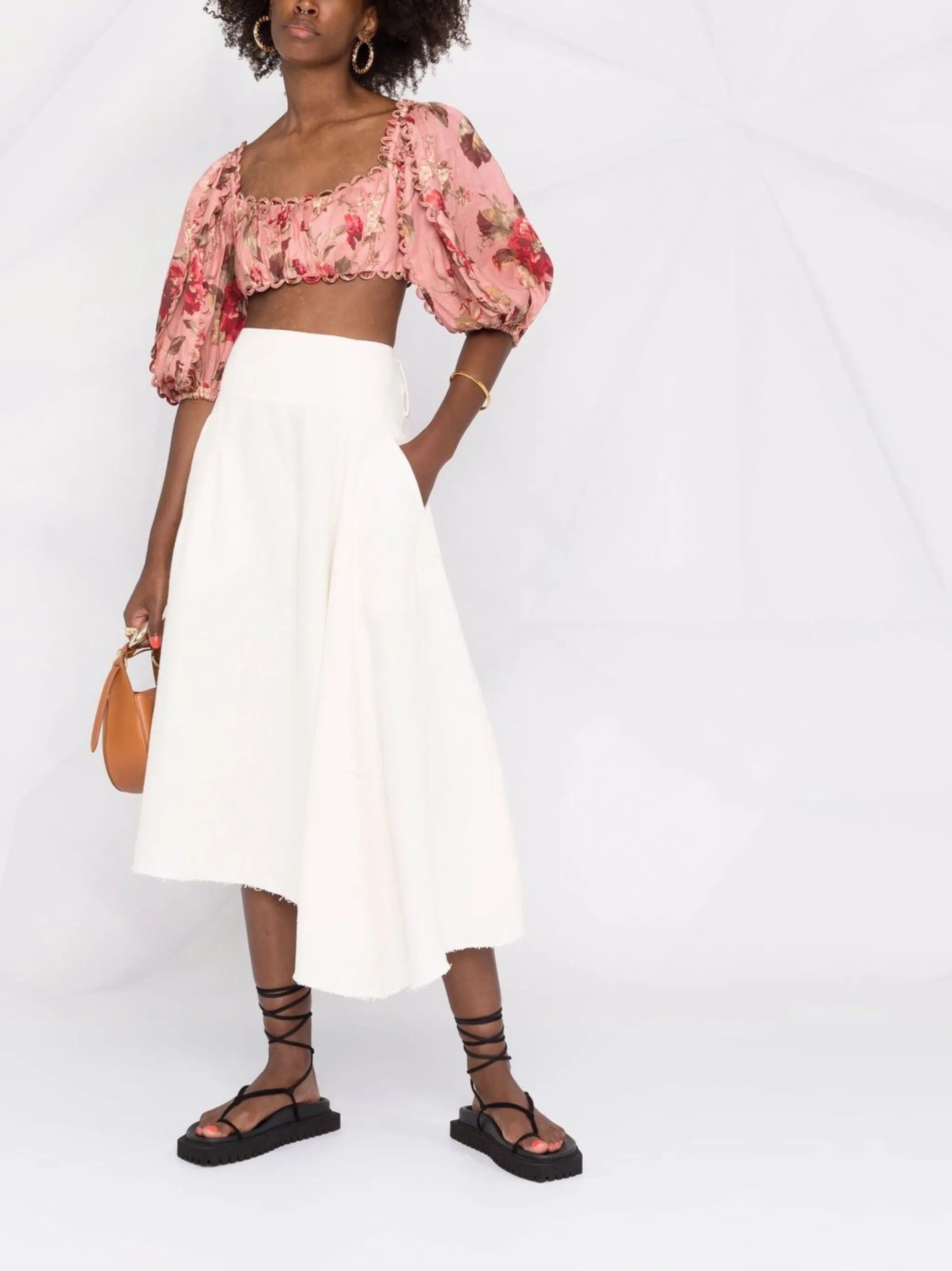 Cassia floral-print crop top