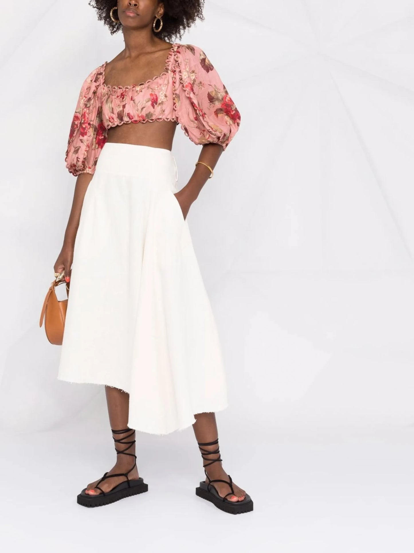 Cassia floral-print crop top