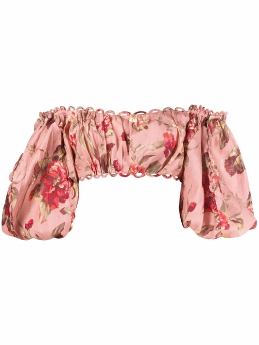 Cassia floral-print crop top