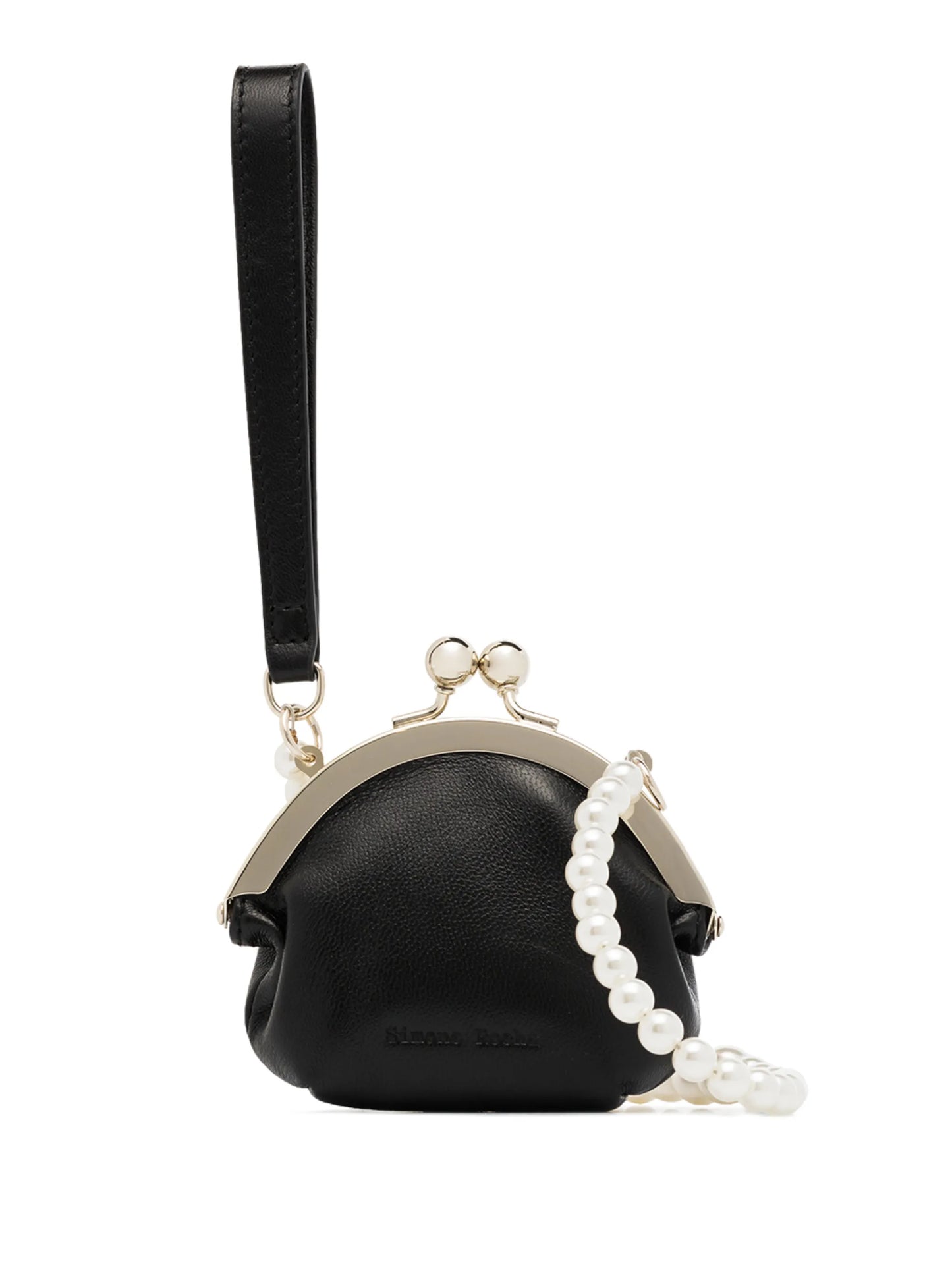 pearl-strap leather coin purse