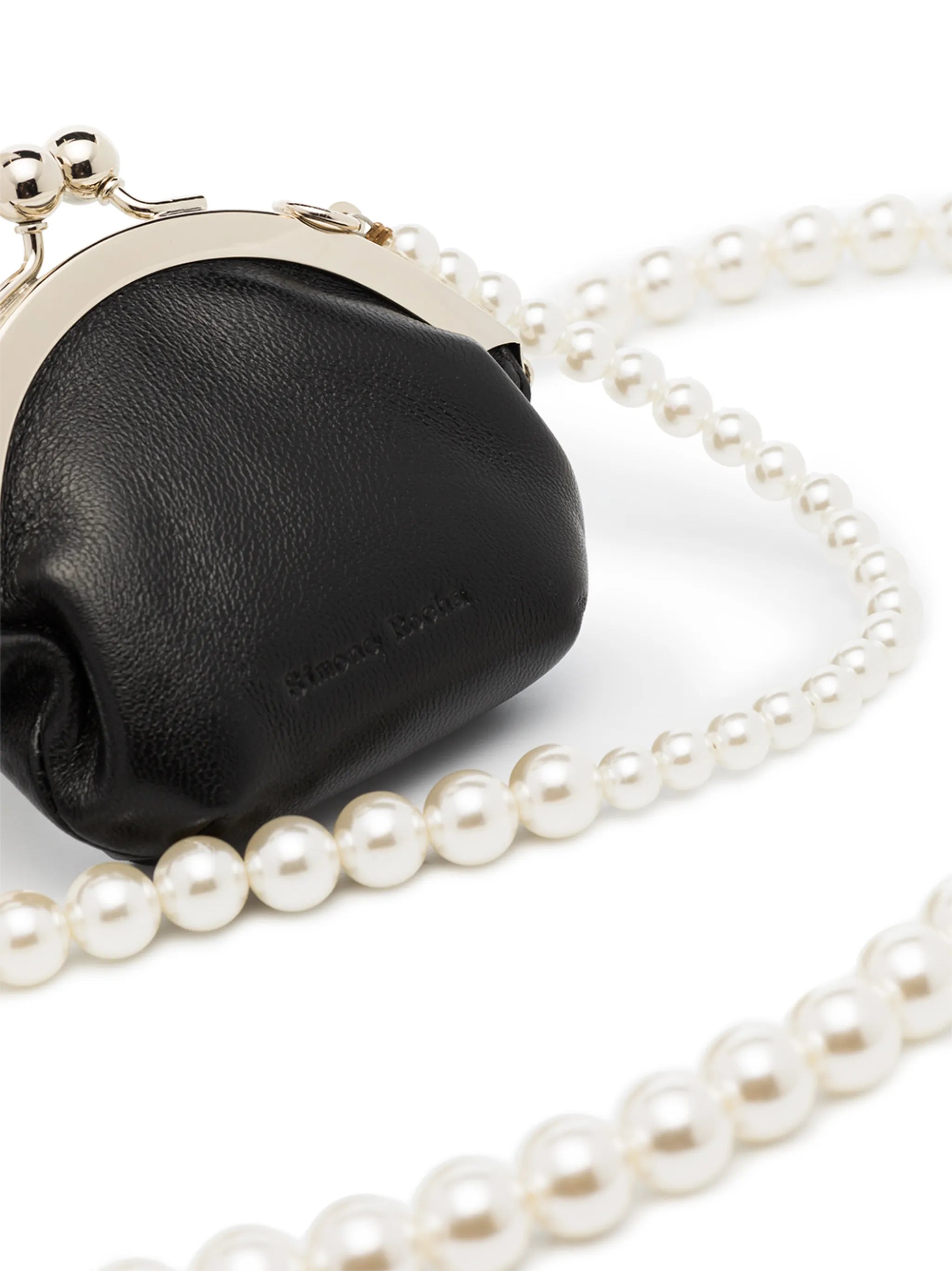 pearl-strap leather coin purse