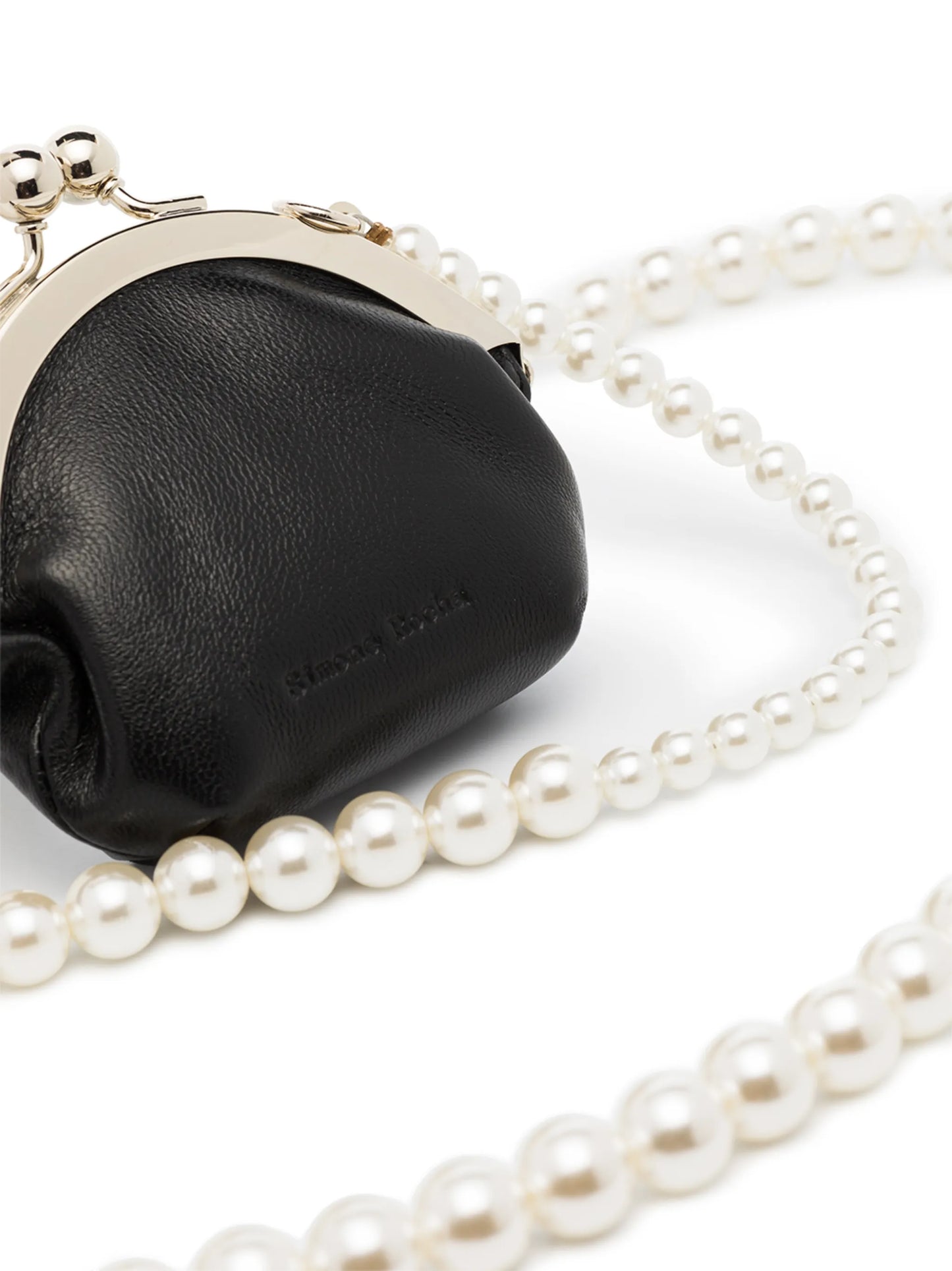 pearl-strap leather coin purse
