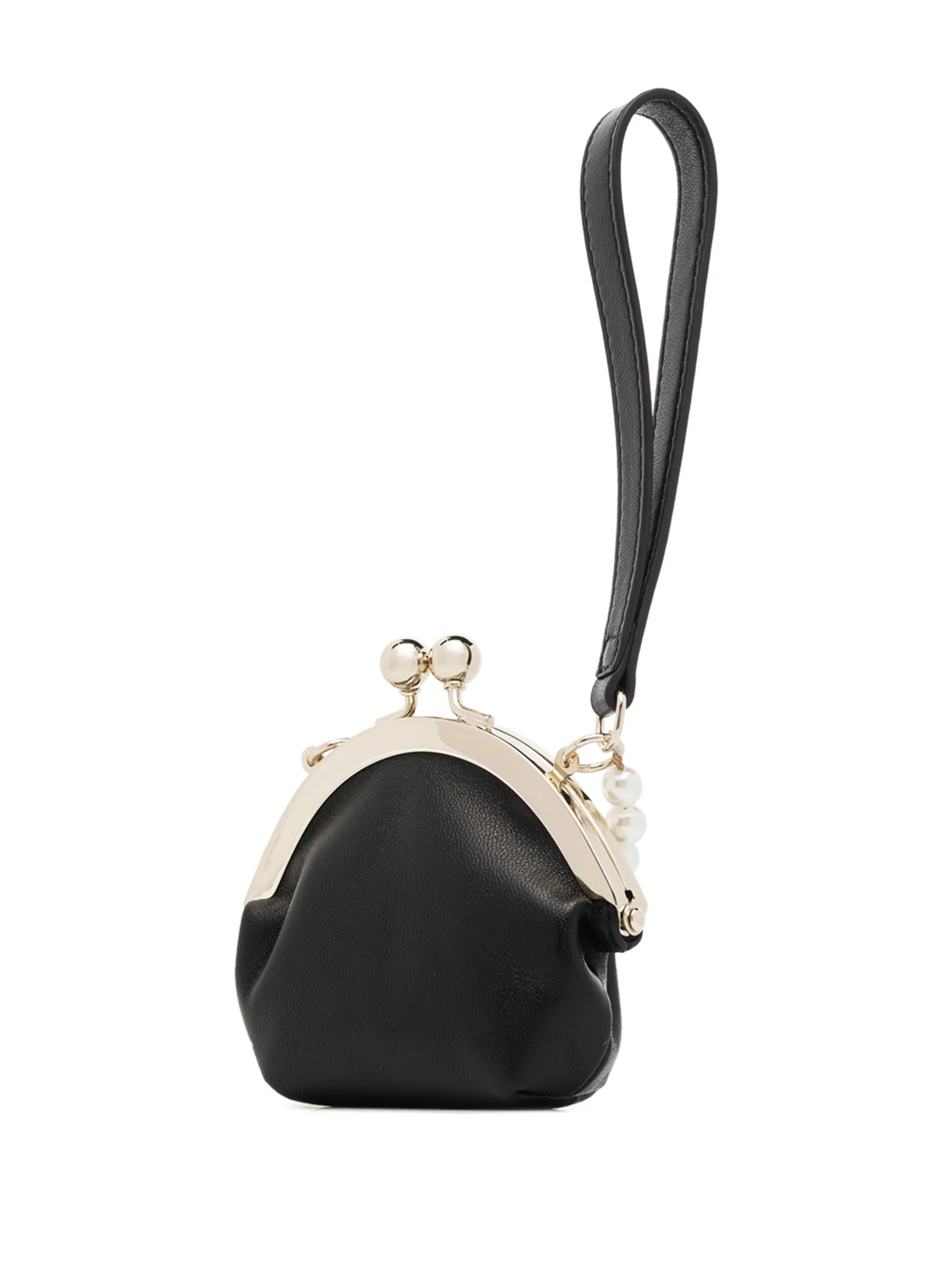 pearl-strap leather coin purse