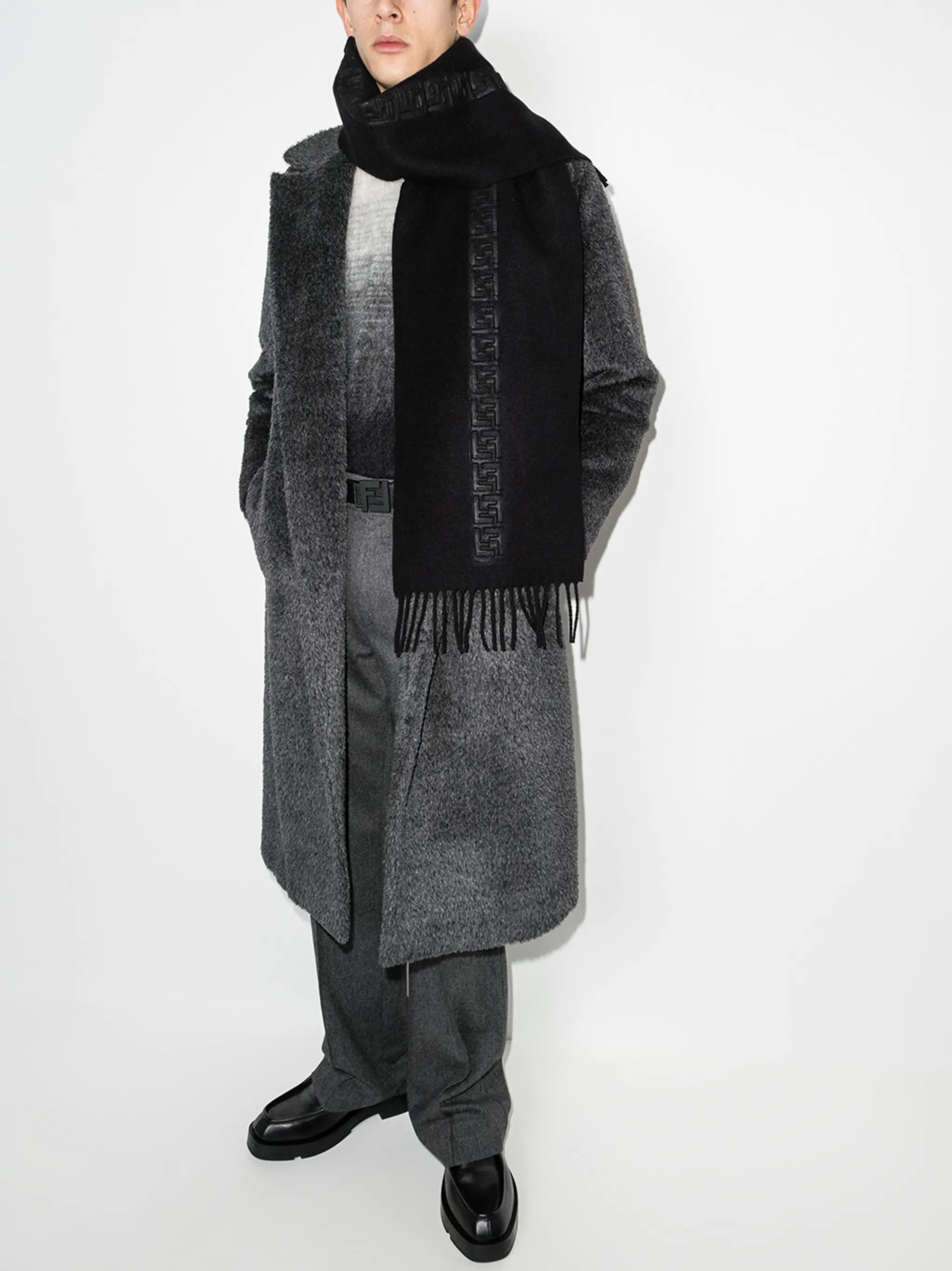 FF motif fringed scarf