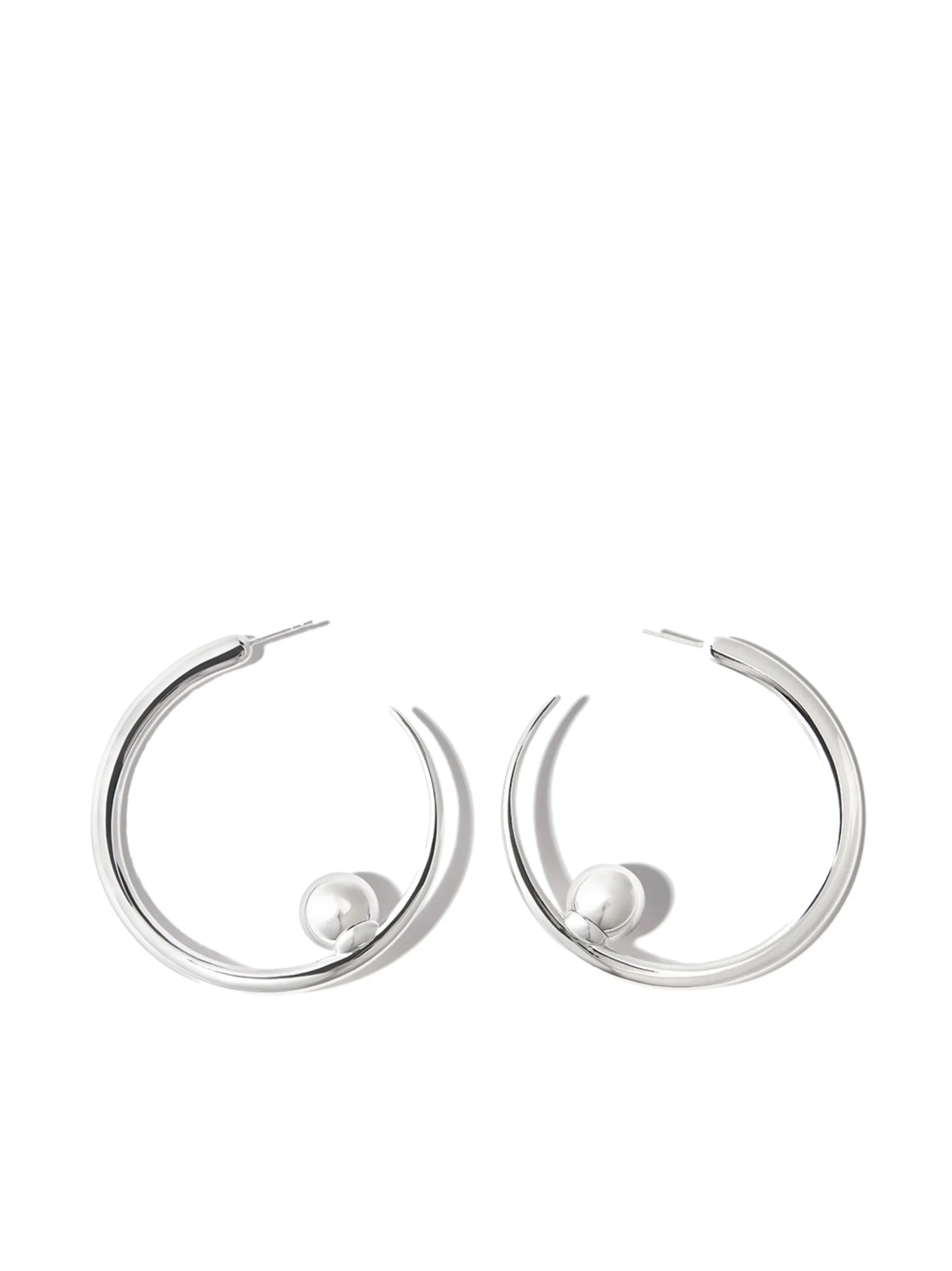 silver pearl hoop earrings