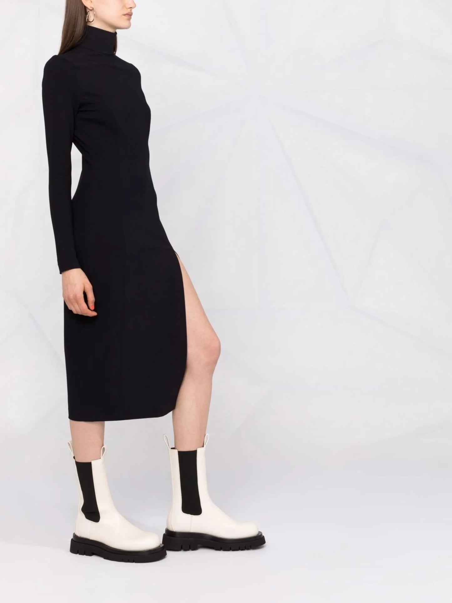 x Amina Muaddi turtleneck midi dress