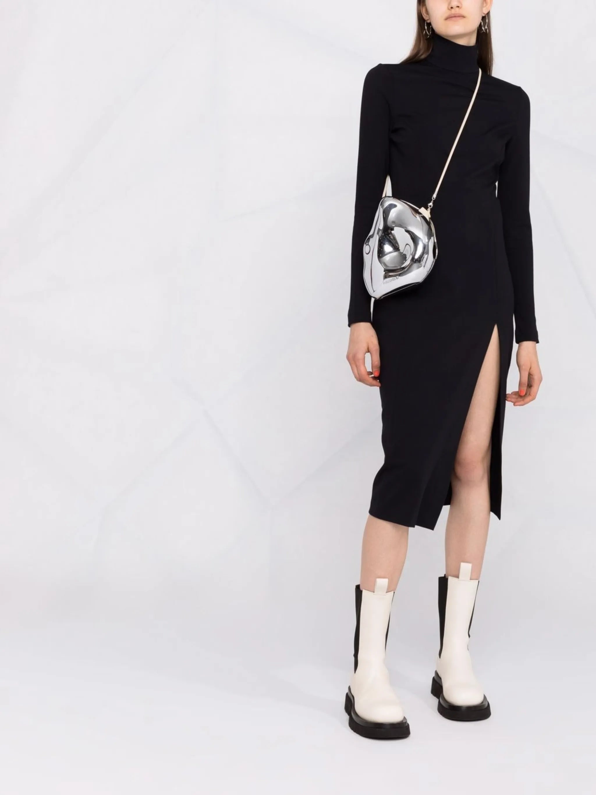 x Amina Muaddi turtleneck midi dress