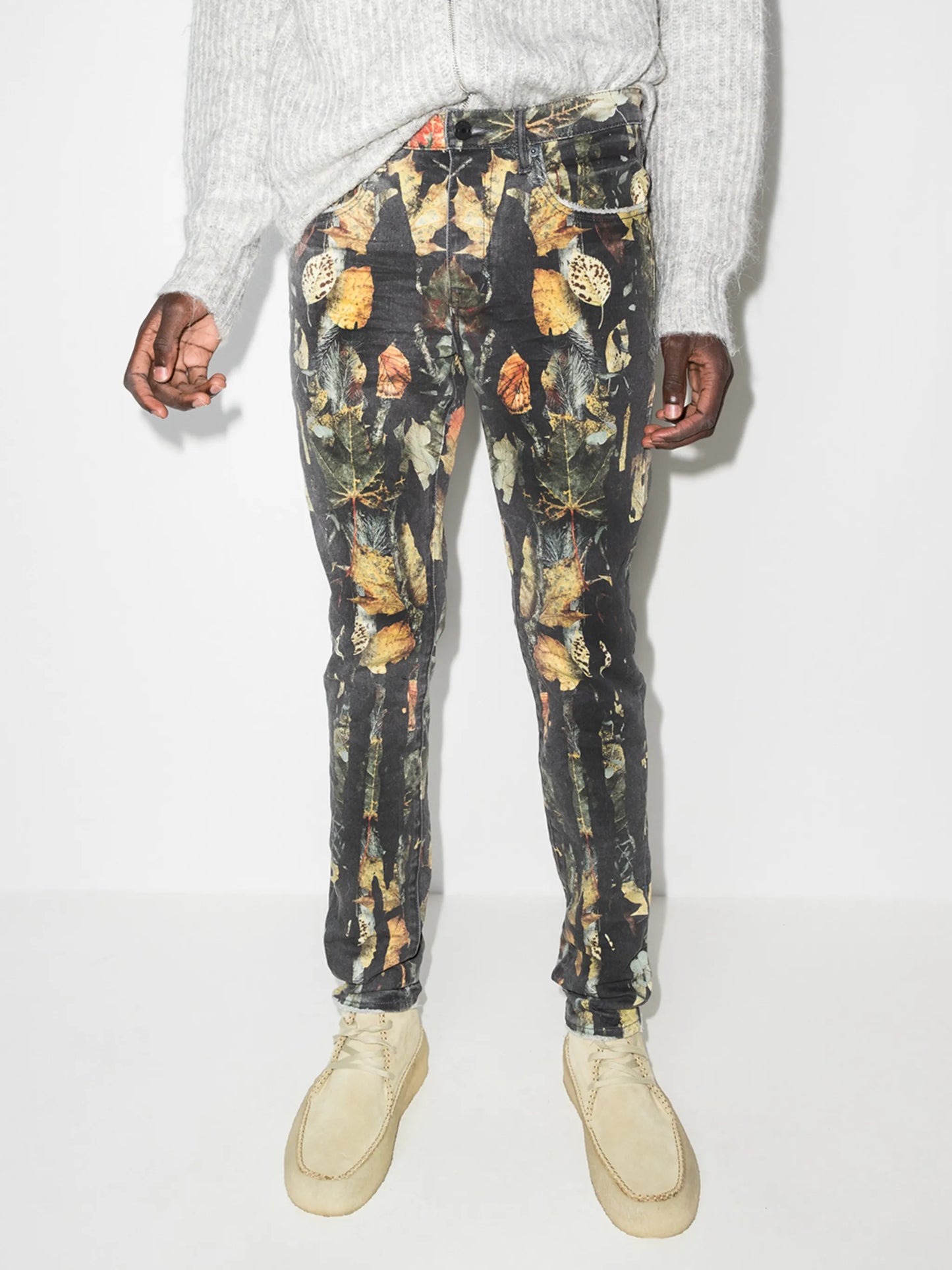 floral-print straight-leg jeans