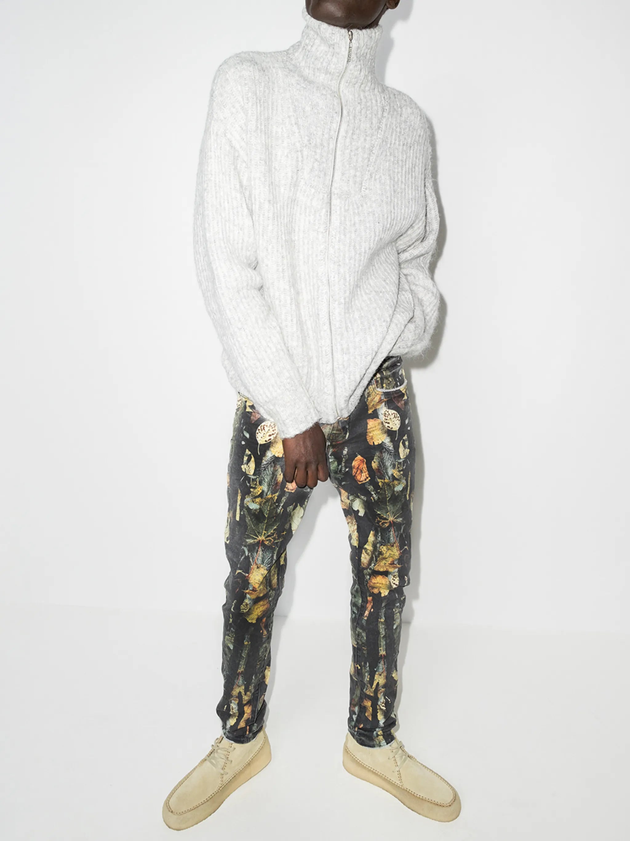 floral-print straight-leg jeans